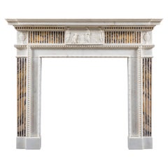 George III Neoclassical Chimneypiece in Statuary and Siena Marbles