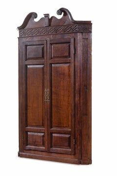 George III Oak Hanging Corner Cabinet, Great Scale, Color and Proportions