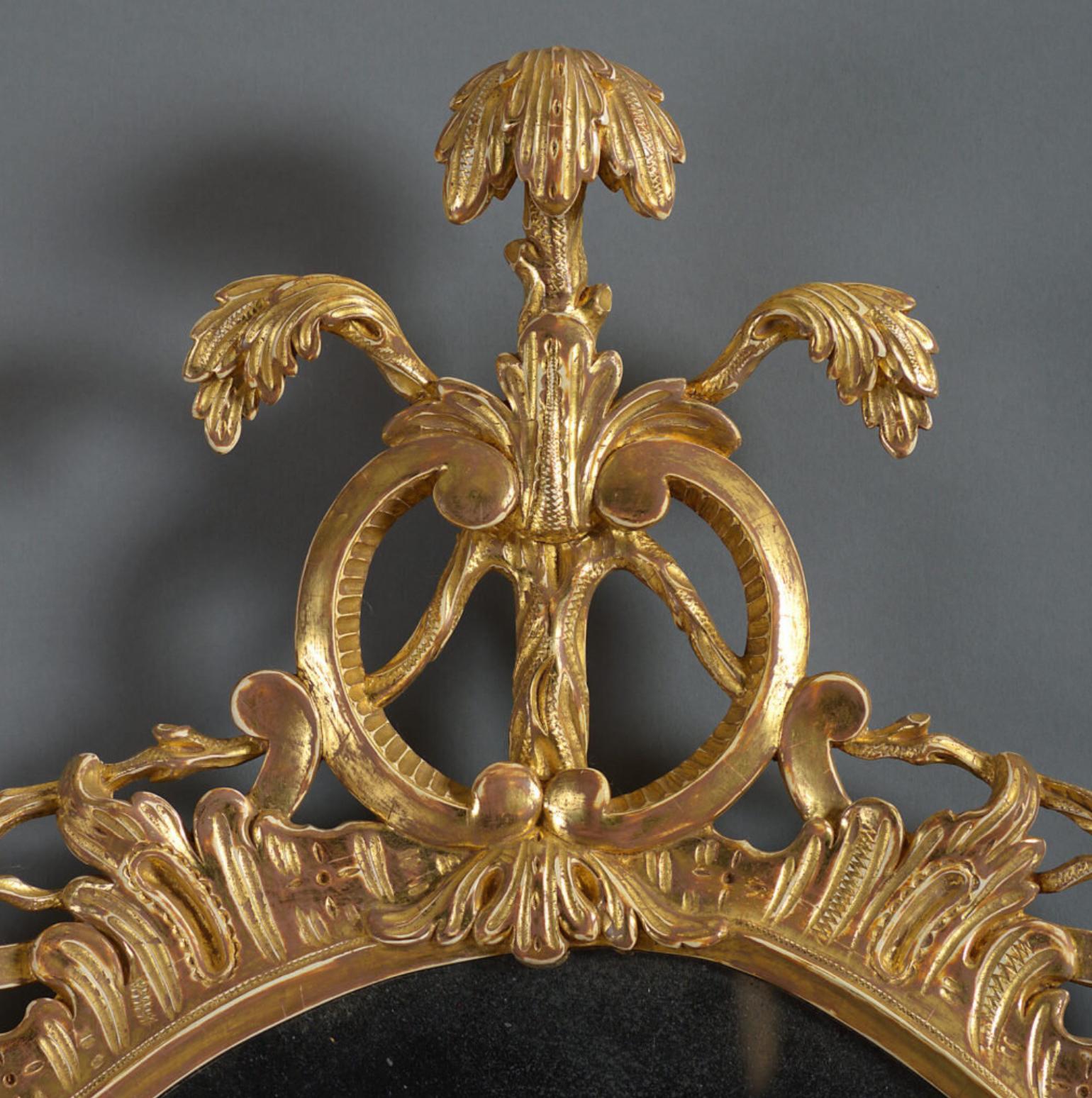 Européen Miroir ovale Chippendale de style George III en vente