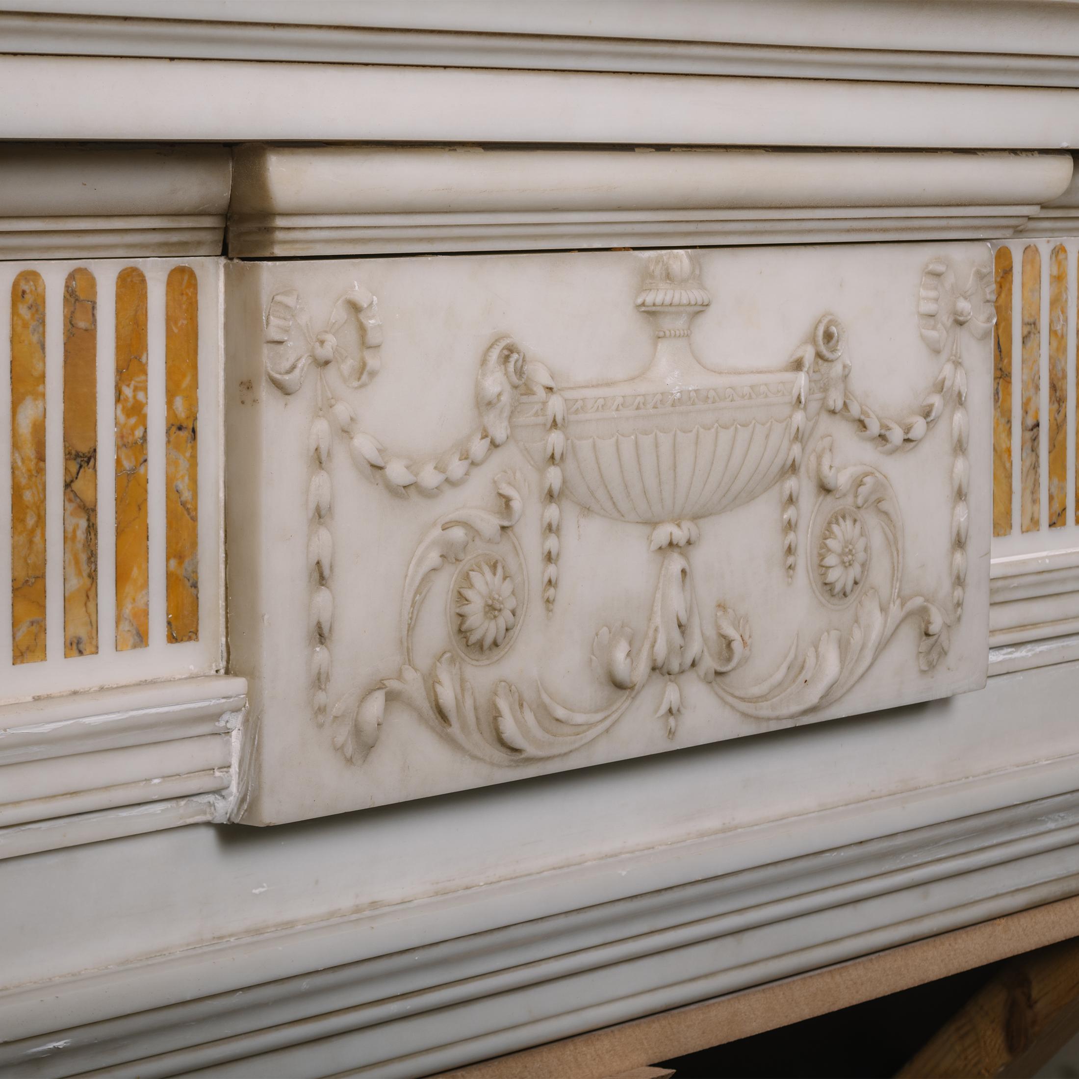 English George III Period Carrara Marble and Sienna Marble Chimney Piece For Sale
