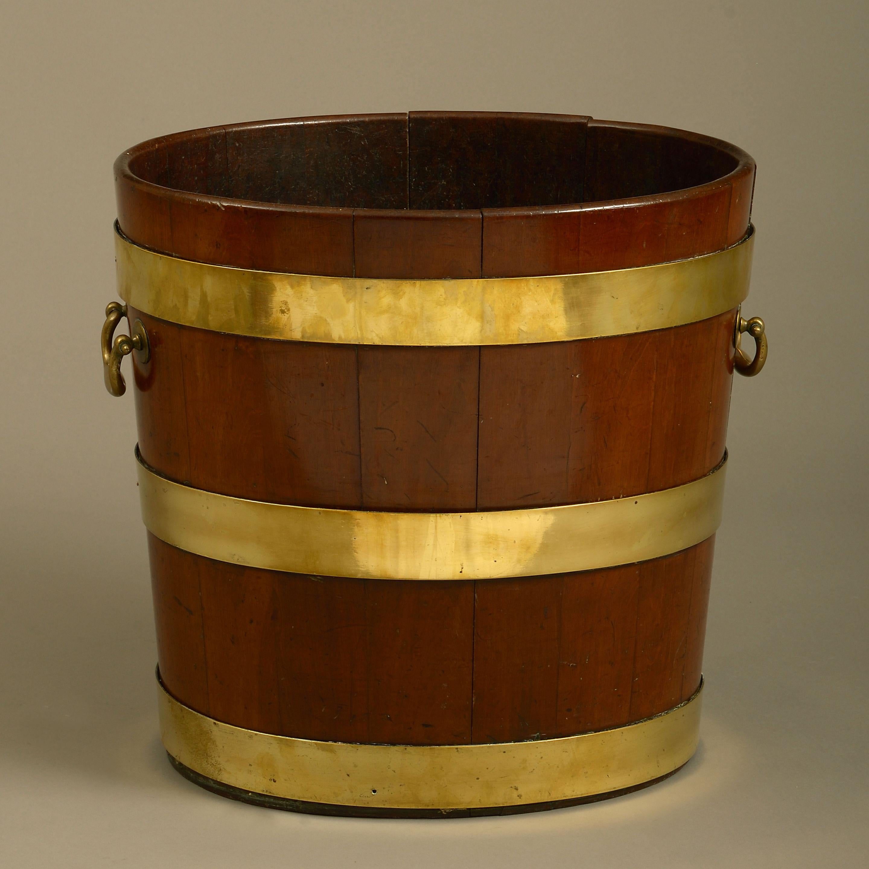 English George III Period Mahogany and Brass Peat Bucket