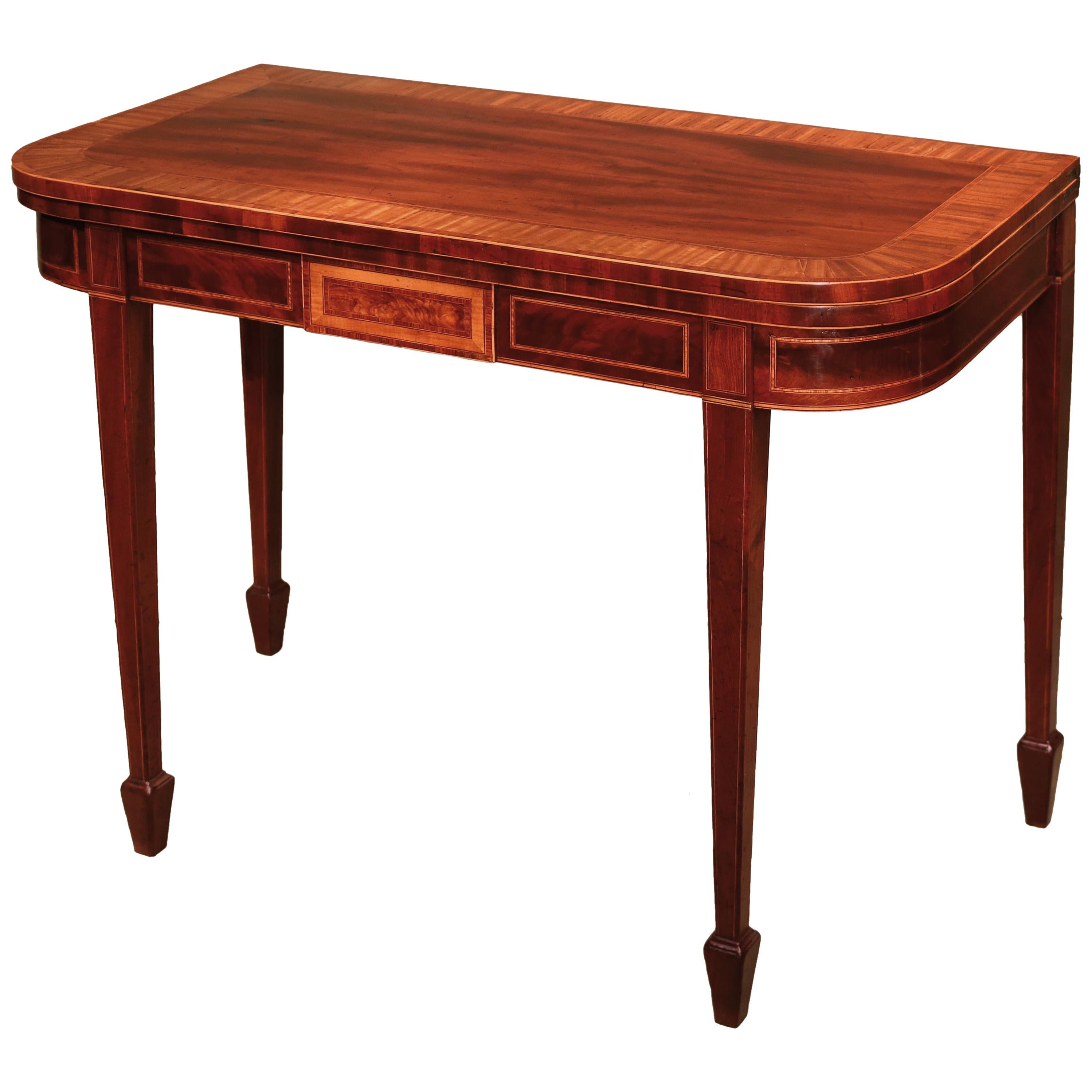 George III Period Mahogany and Satinwood Card Table For Sale