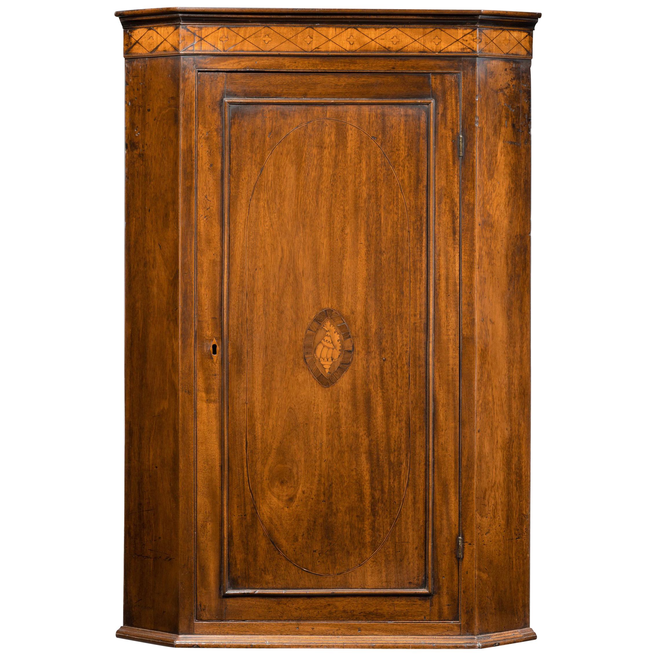 George III Period Mahogany Corner Cupboard