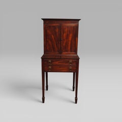 A George III Period Mahogany Writing Cabinet on Stand