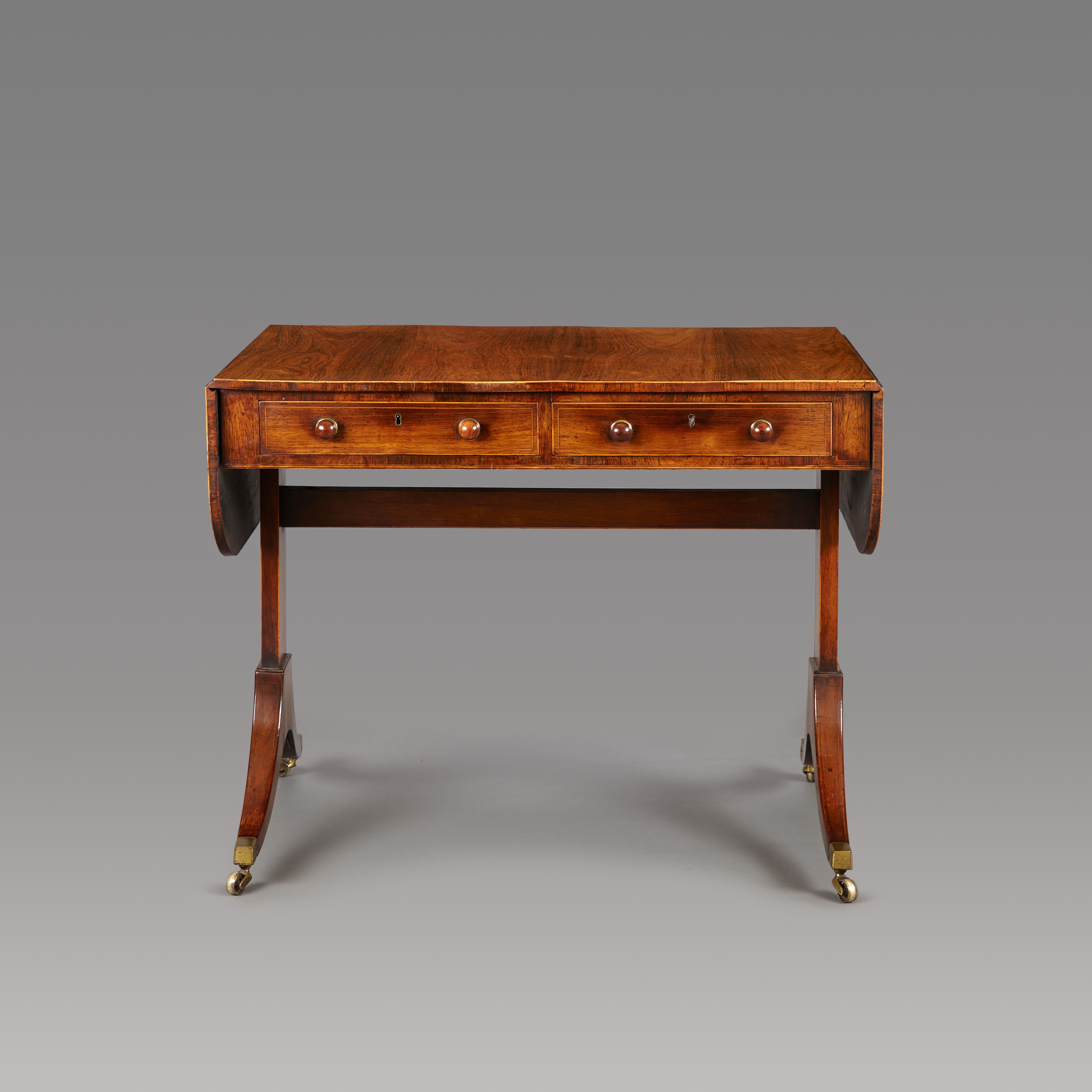 British George III Period Rosewood  End, Support Sofa Table For Sale
