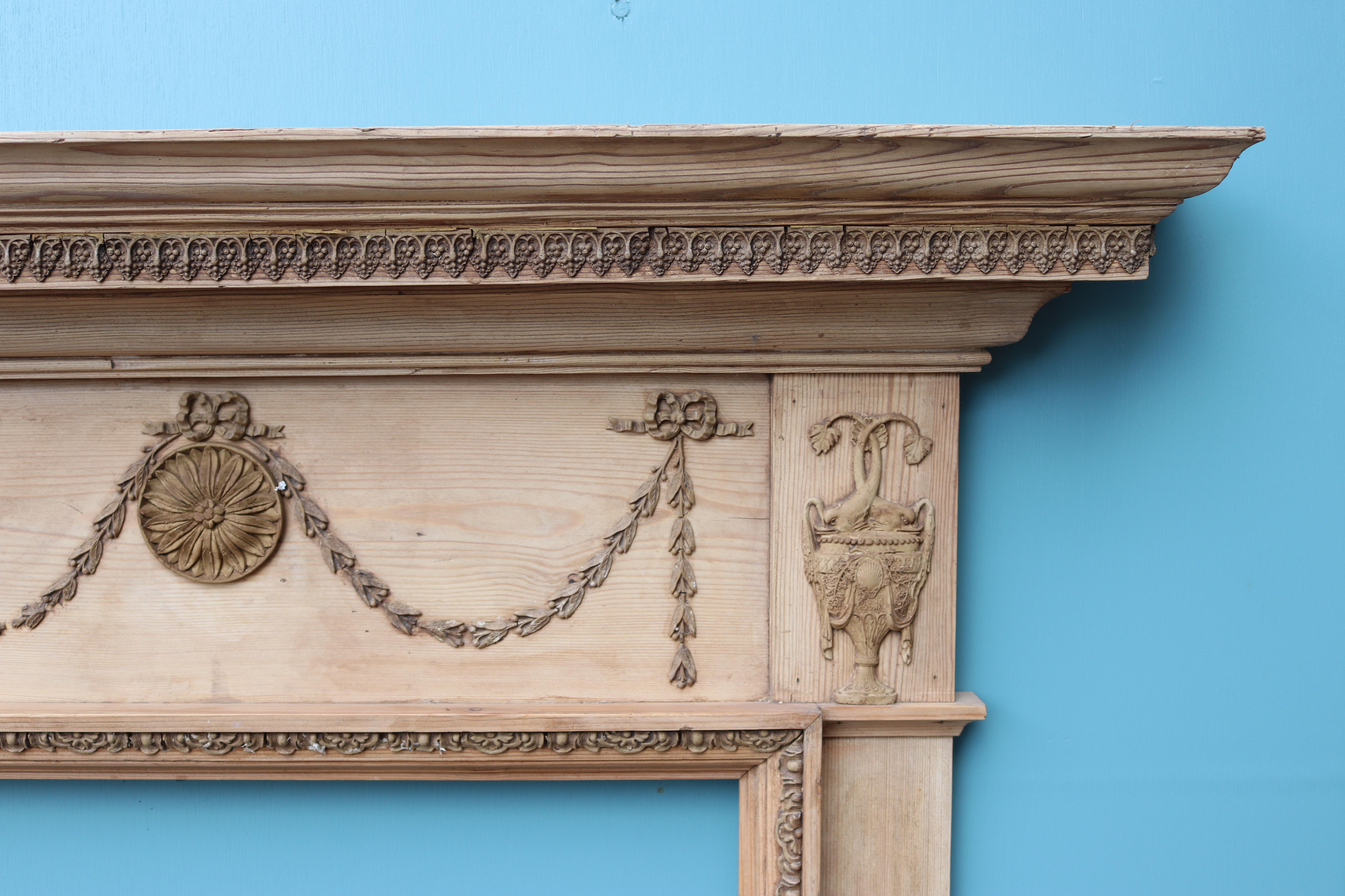 18th Century George III Pine and Gesso Fire Mantel For Sale