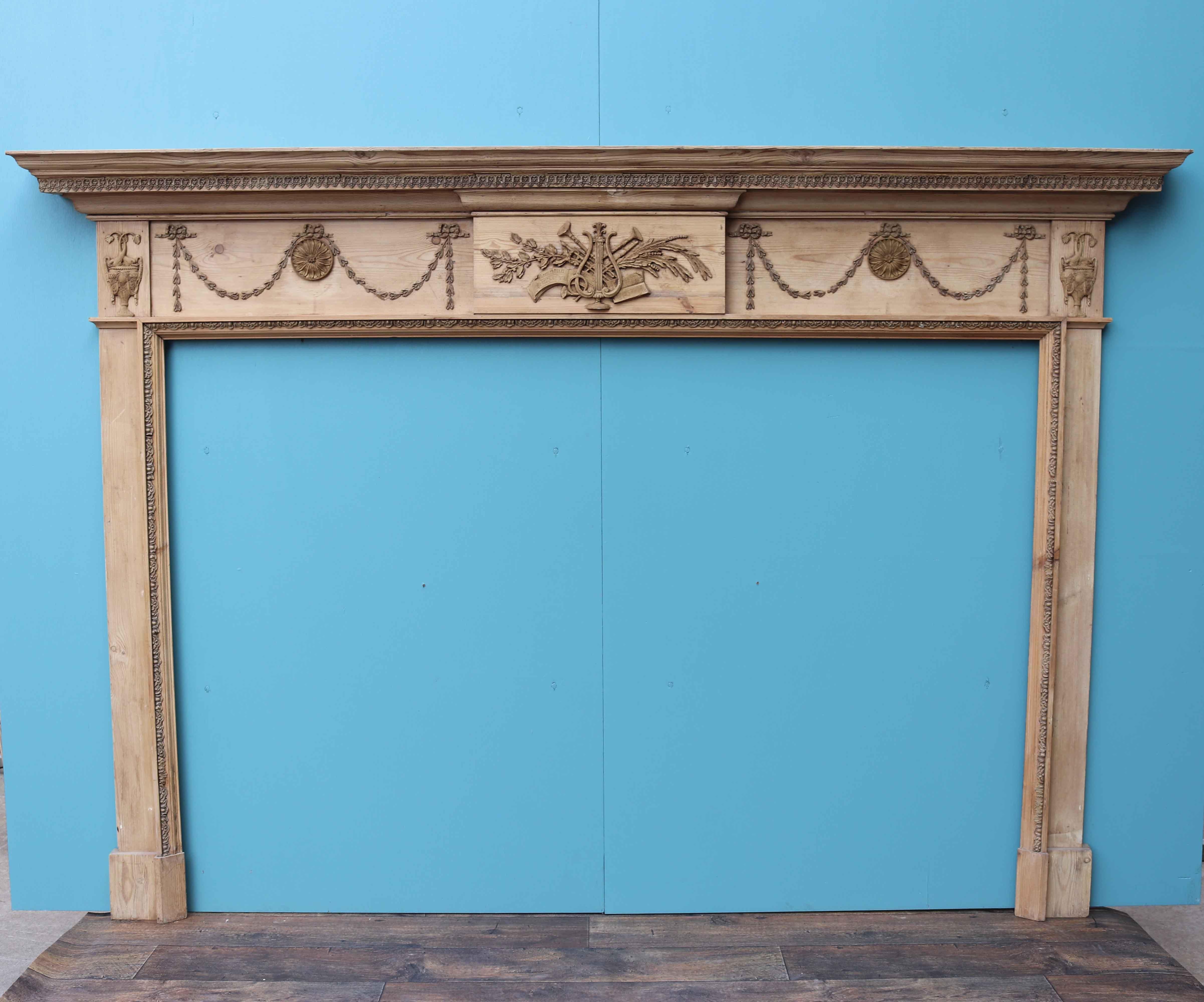 George III Pine and Gesso Fire Mantel For Sale 1