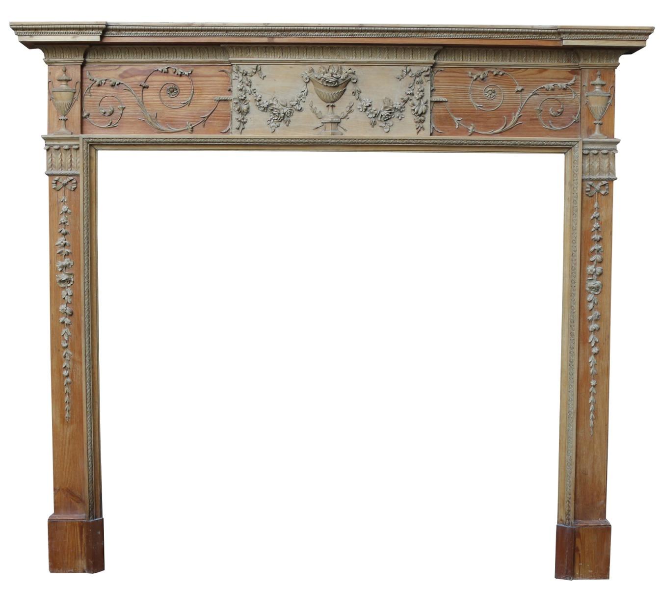 This beautiful fire surround was removed from a private residence in Harrogate. A superb example, without doubt the cleanest we have seen. In The Adam Style. Pine structure with lime wood carvings throughout

Additional dimensions:

Opening