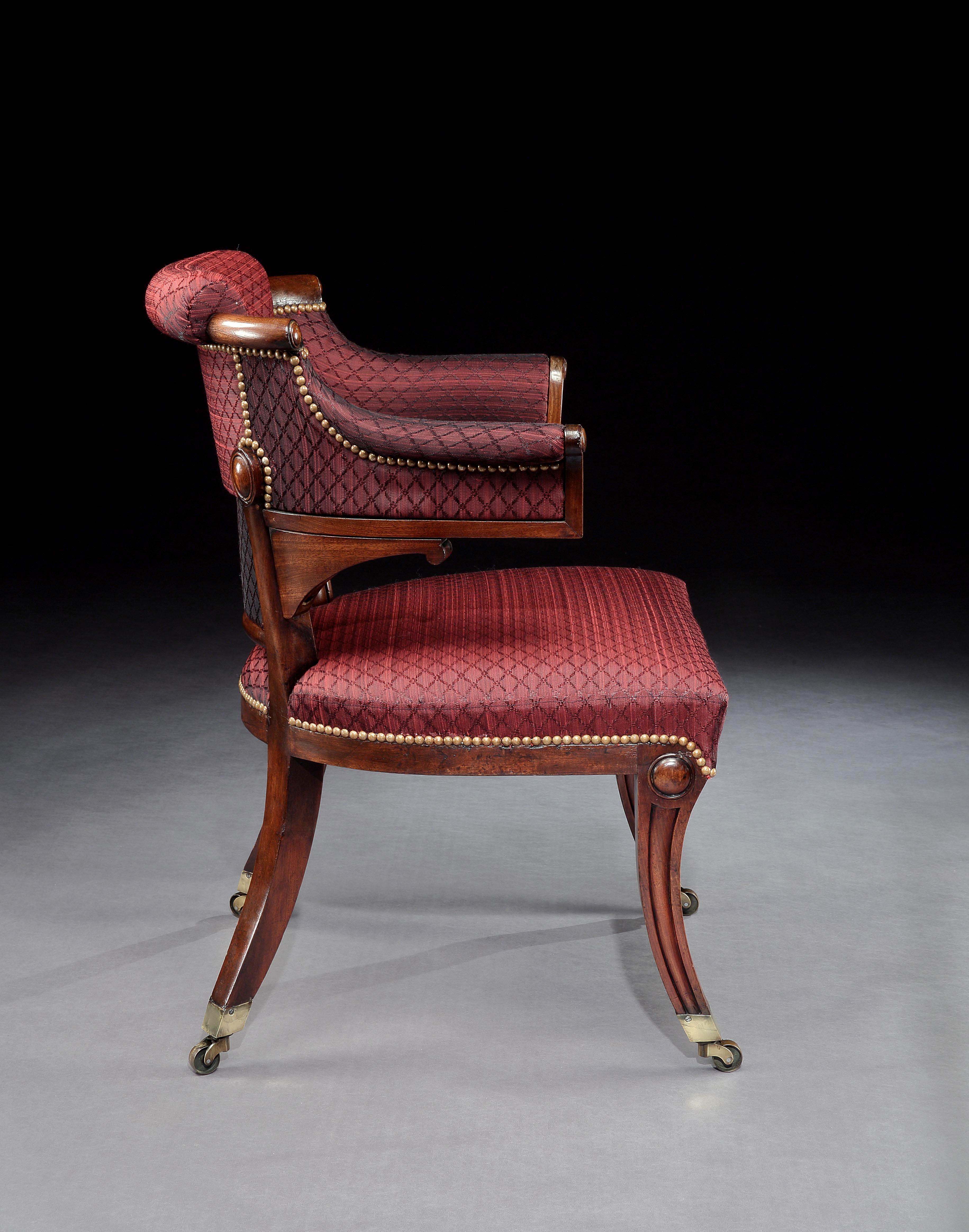 Early 19th Century George III Regency Mahogany Armchair For Sale