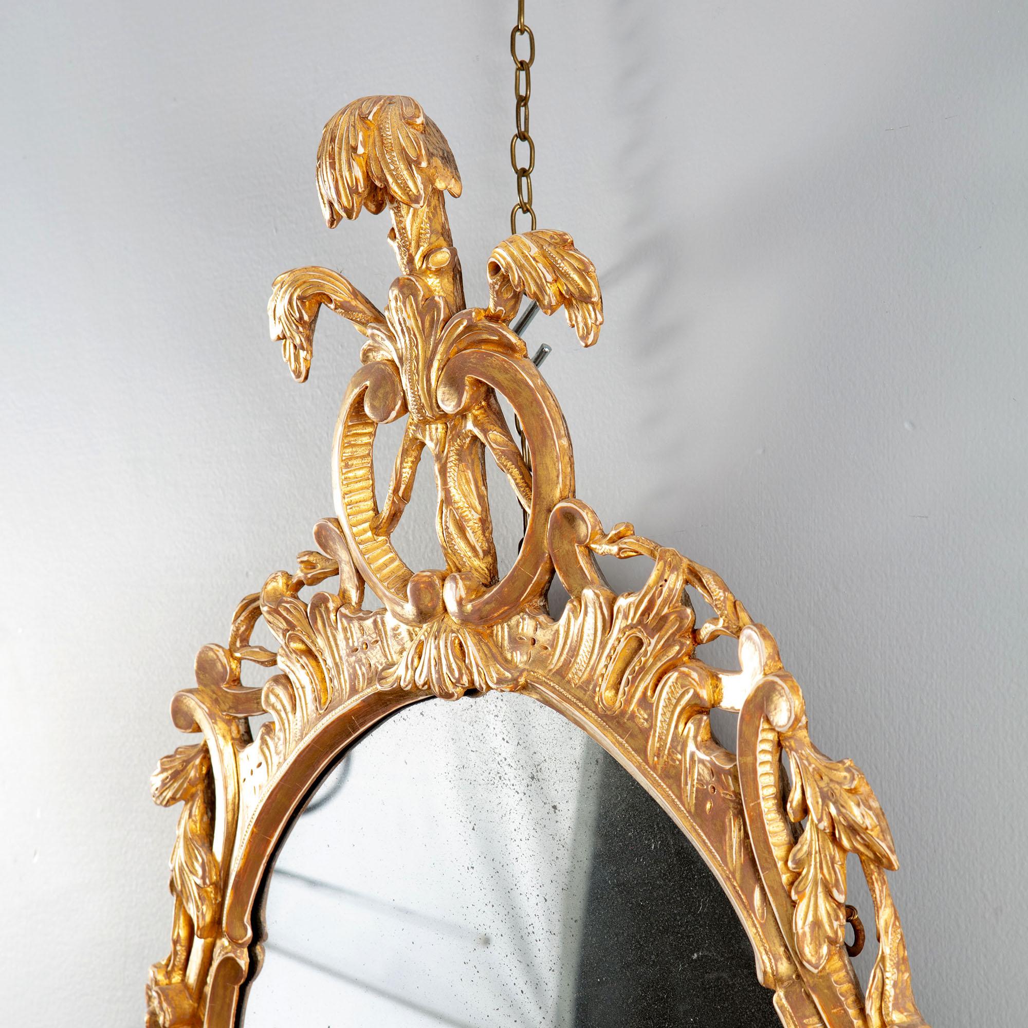 18th Century George III Rococo Water Gilt Oval Mirror