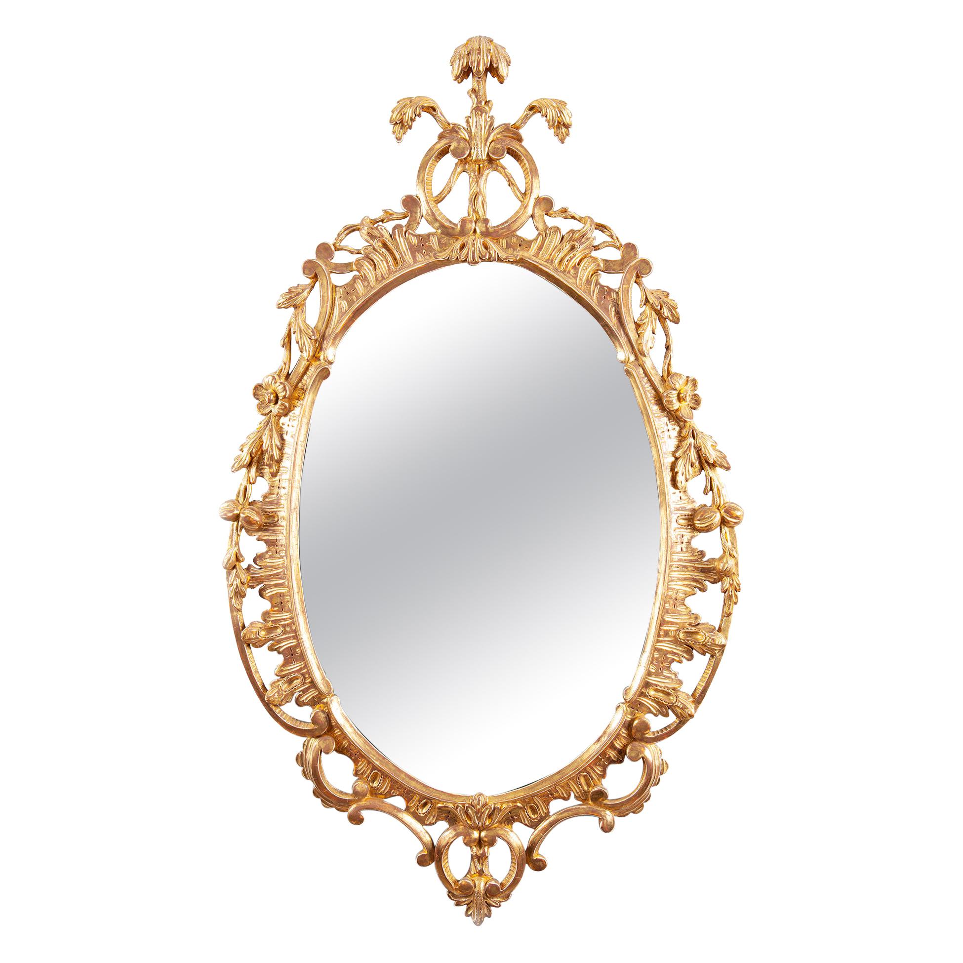 George III Rococo Water Gilt Oval Mirror