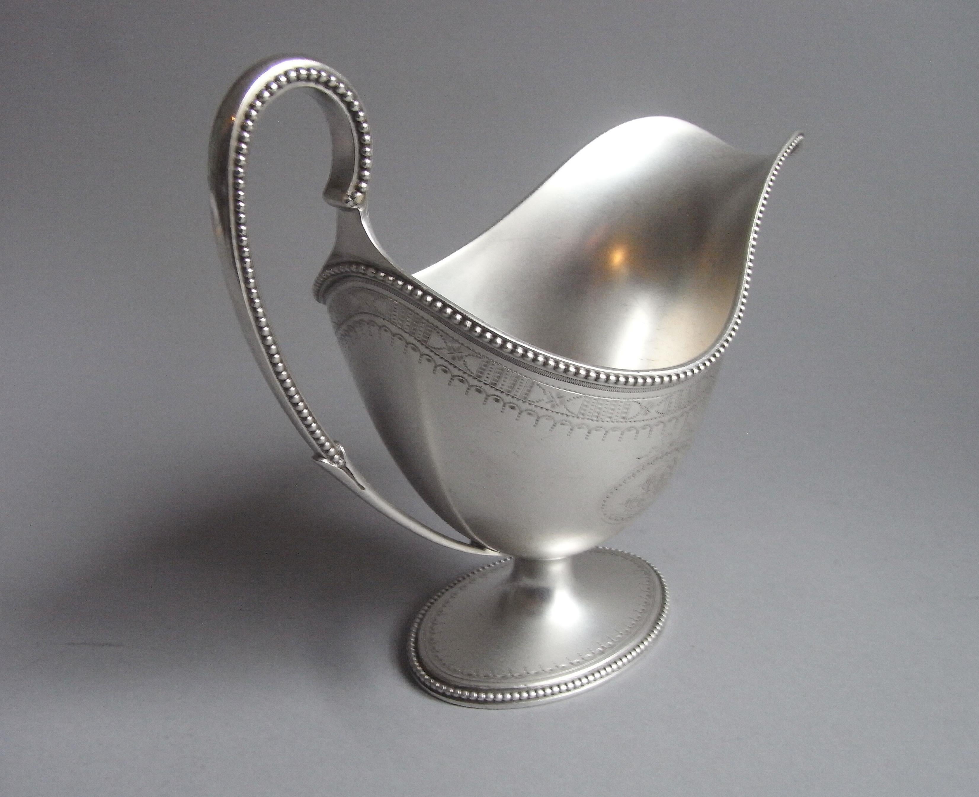 Sterling Silver George III Sauceboat Made in London in 1783 by John Denzilow For Sale