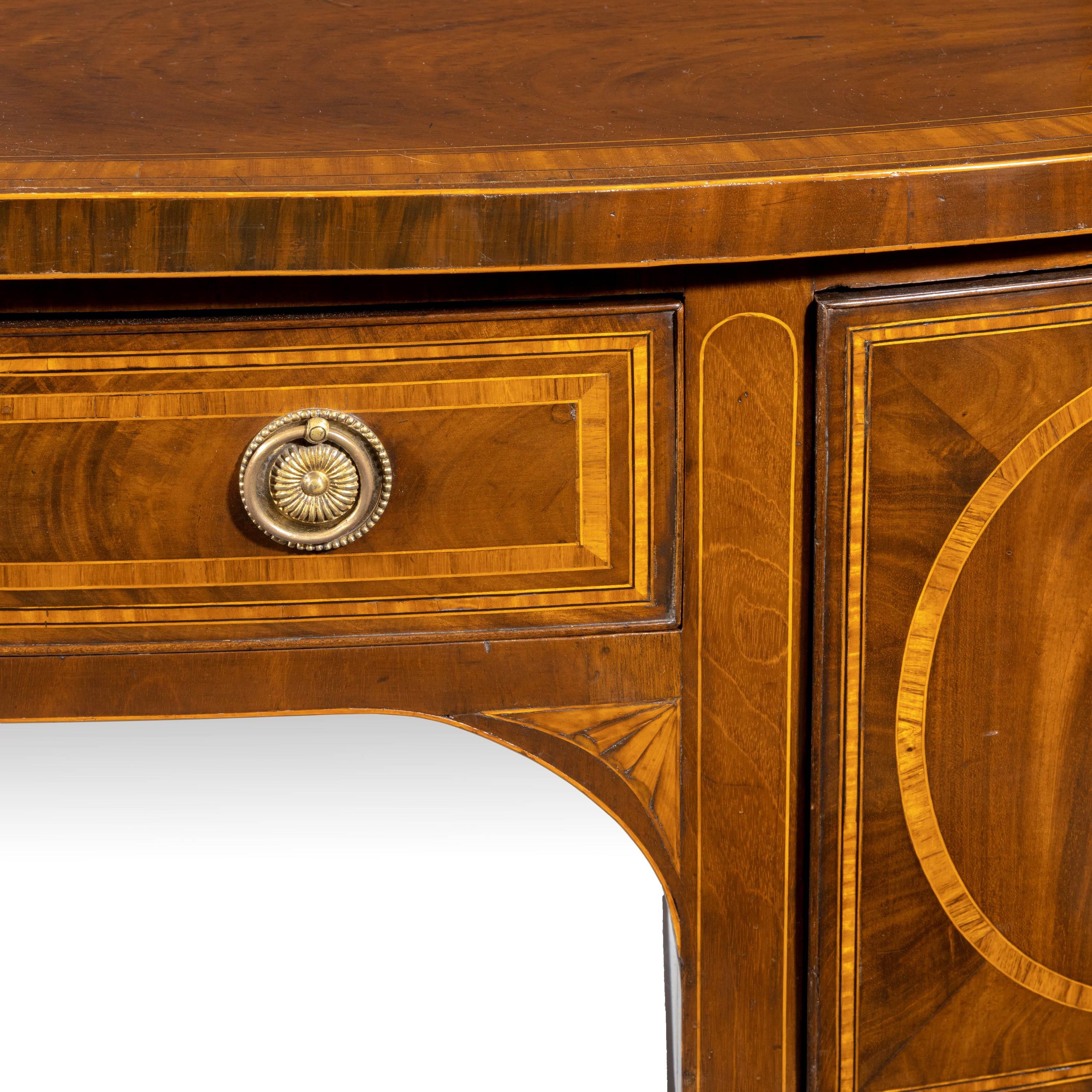 18th Century and Earlier George III Sheraton Period Mahogany Bow Front Sideboard