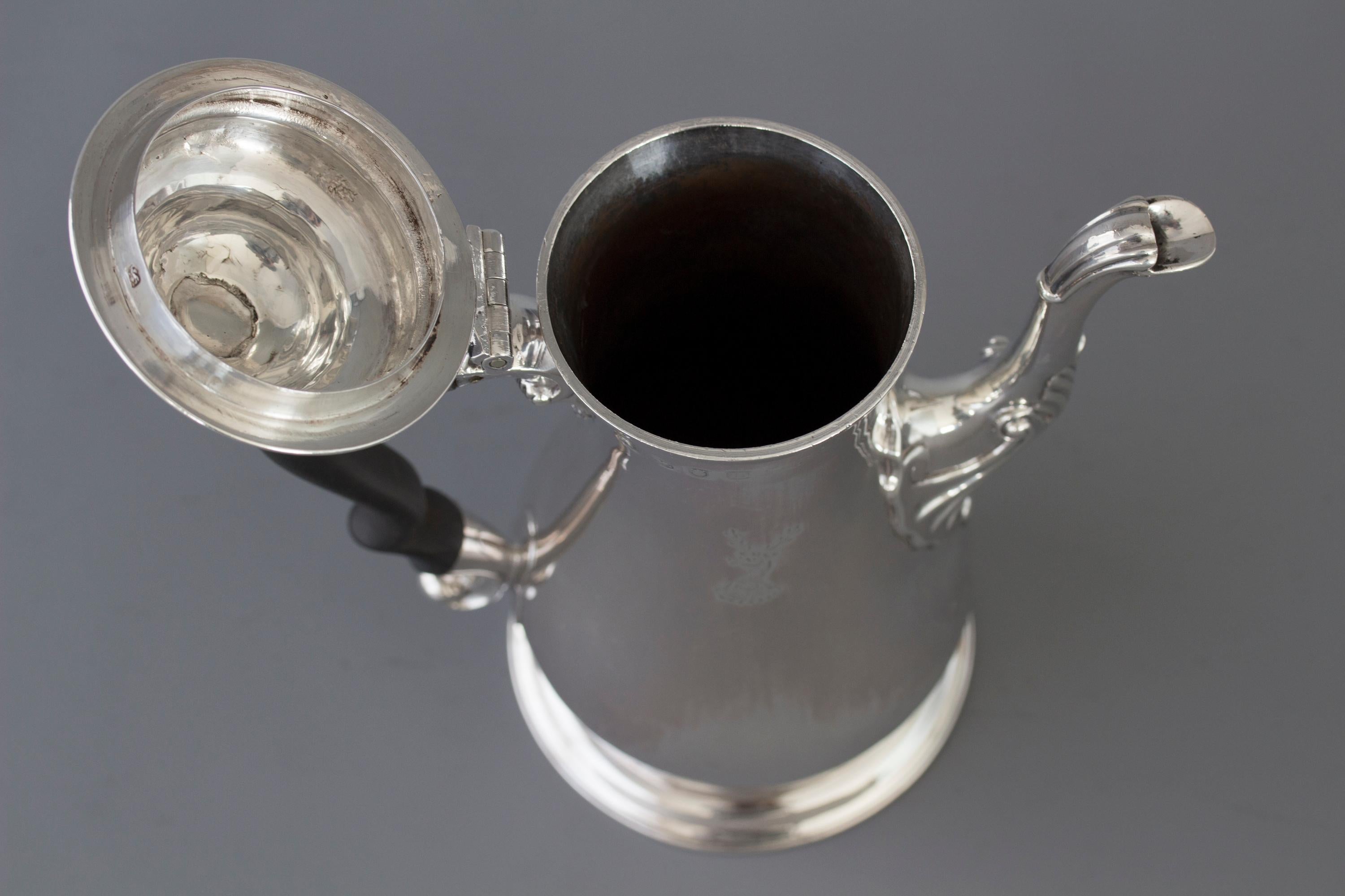 George III Silver Coffee Pot London 1763 by William Grundy 6