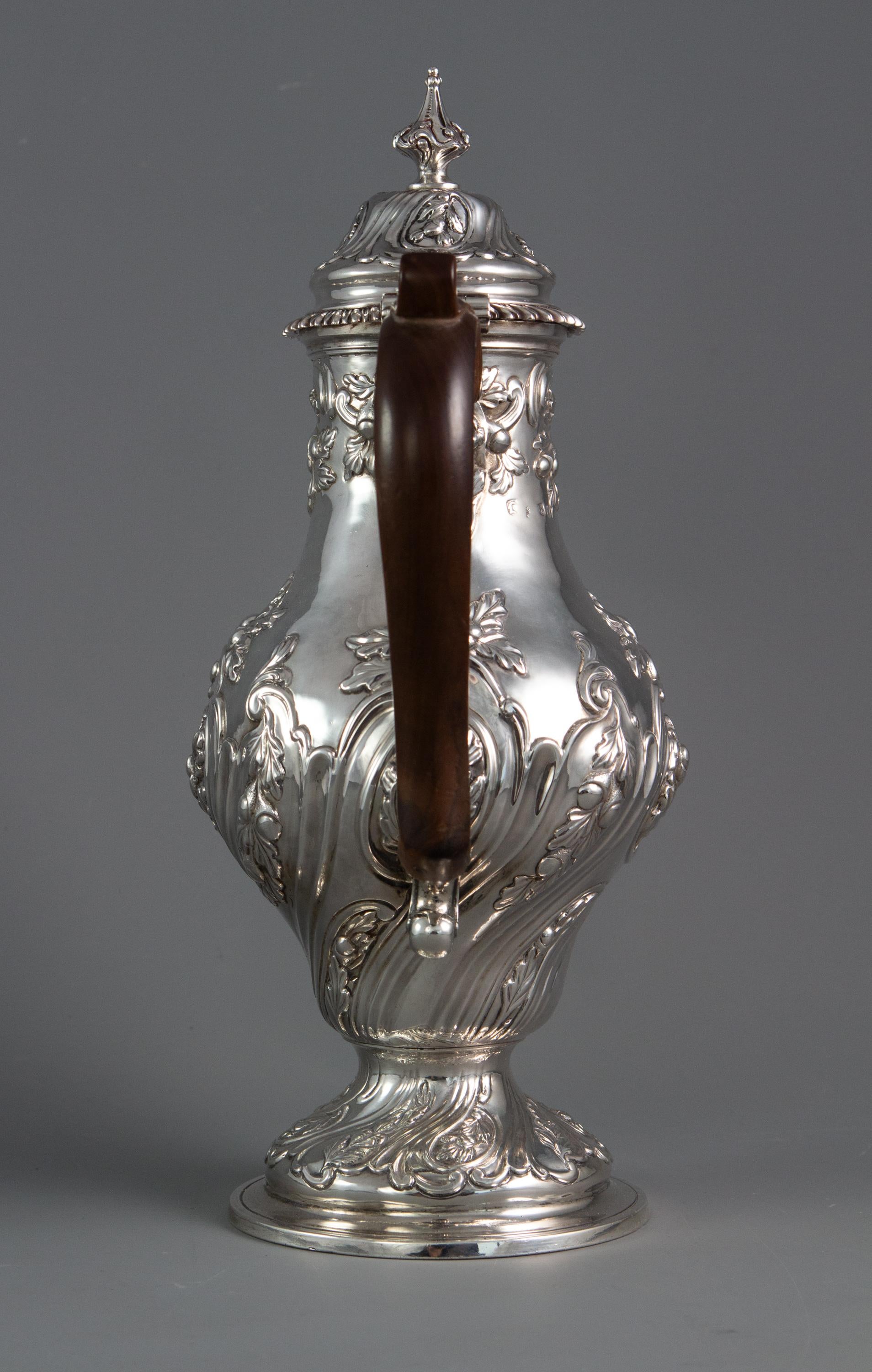 British George III Silver Coffee Pot, London 1769 by William Abdy