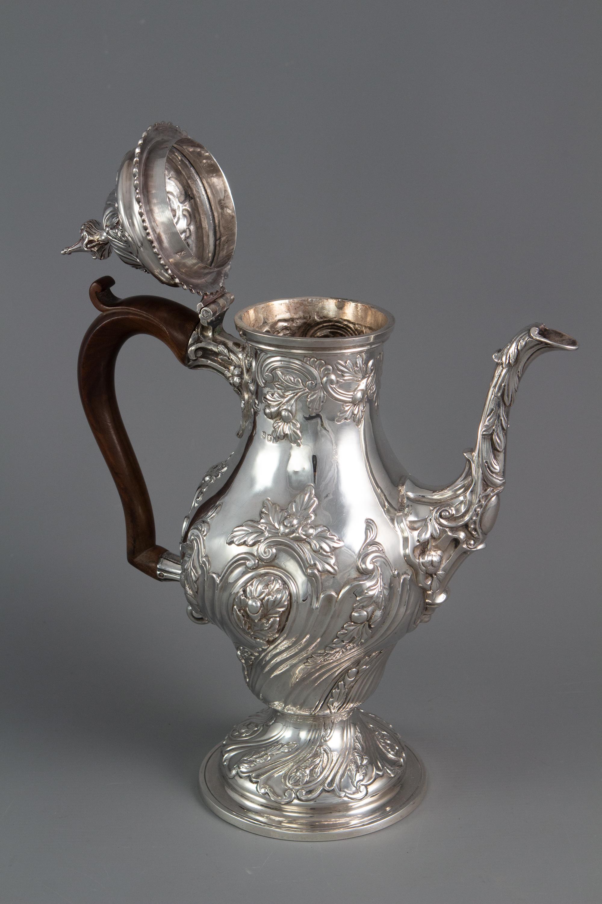 Mid-18th Century George III Silver Coffee Pot, London 1769 by William Abdy