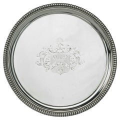 Antique A George III silver tray commemorating the marriage of Admiral Thomas Le Marchan