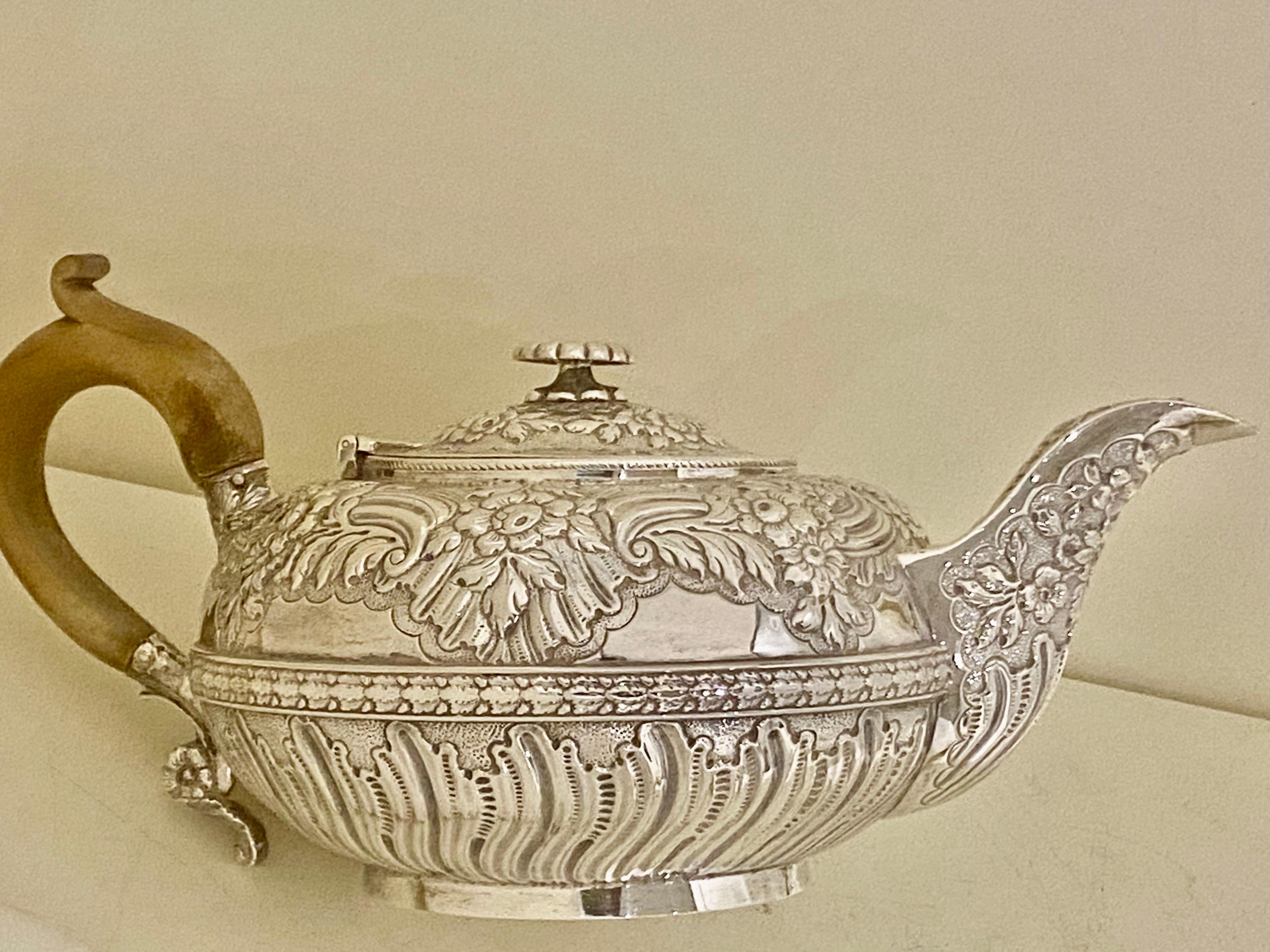 A George III Sterling Silver Teapot London 1819 by Robert Hennell II For Sale 13