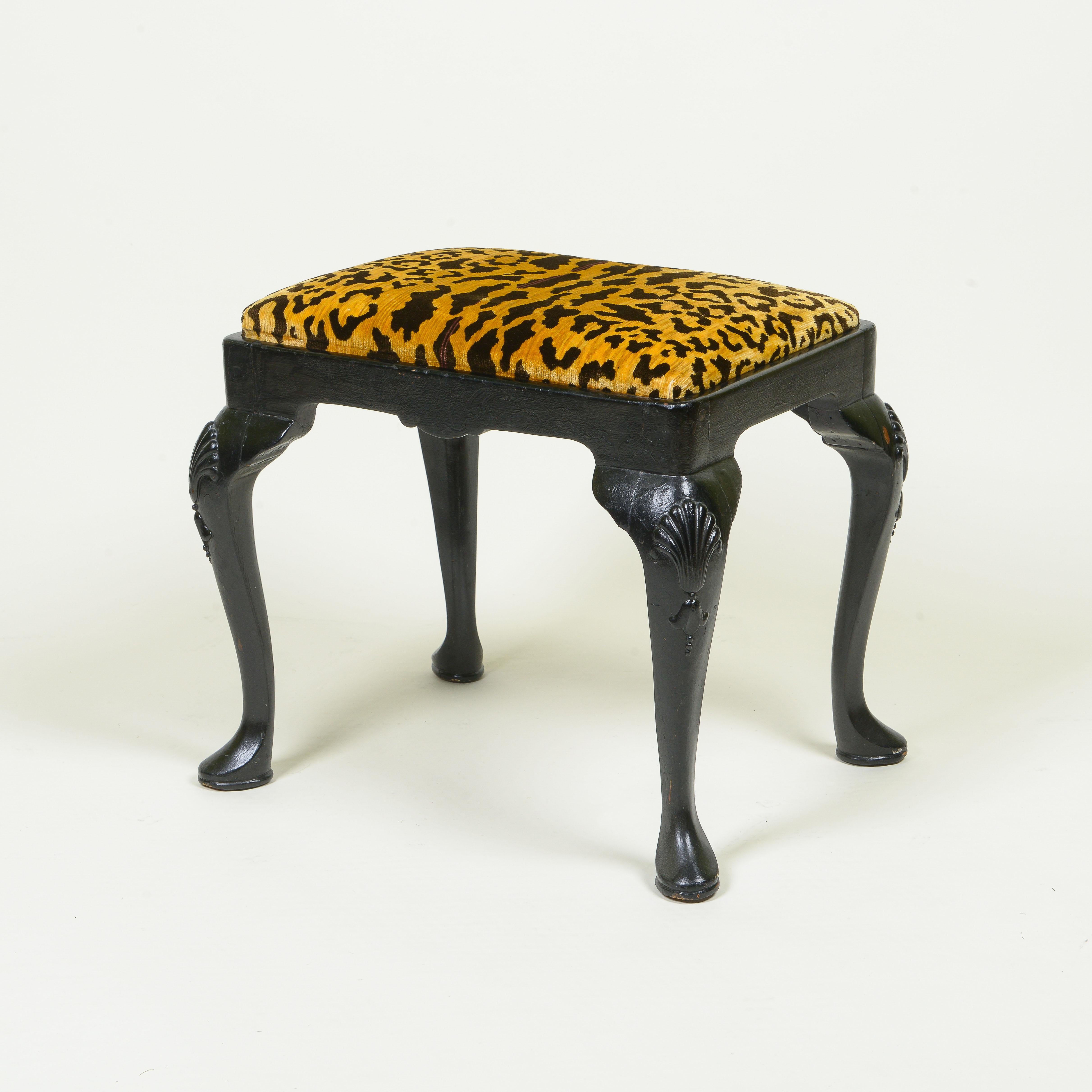 British A George III Style Black Lacquered Stool For Sale