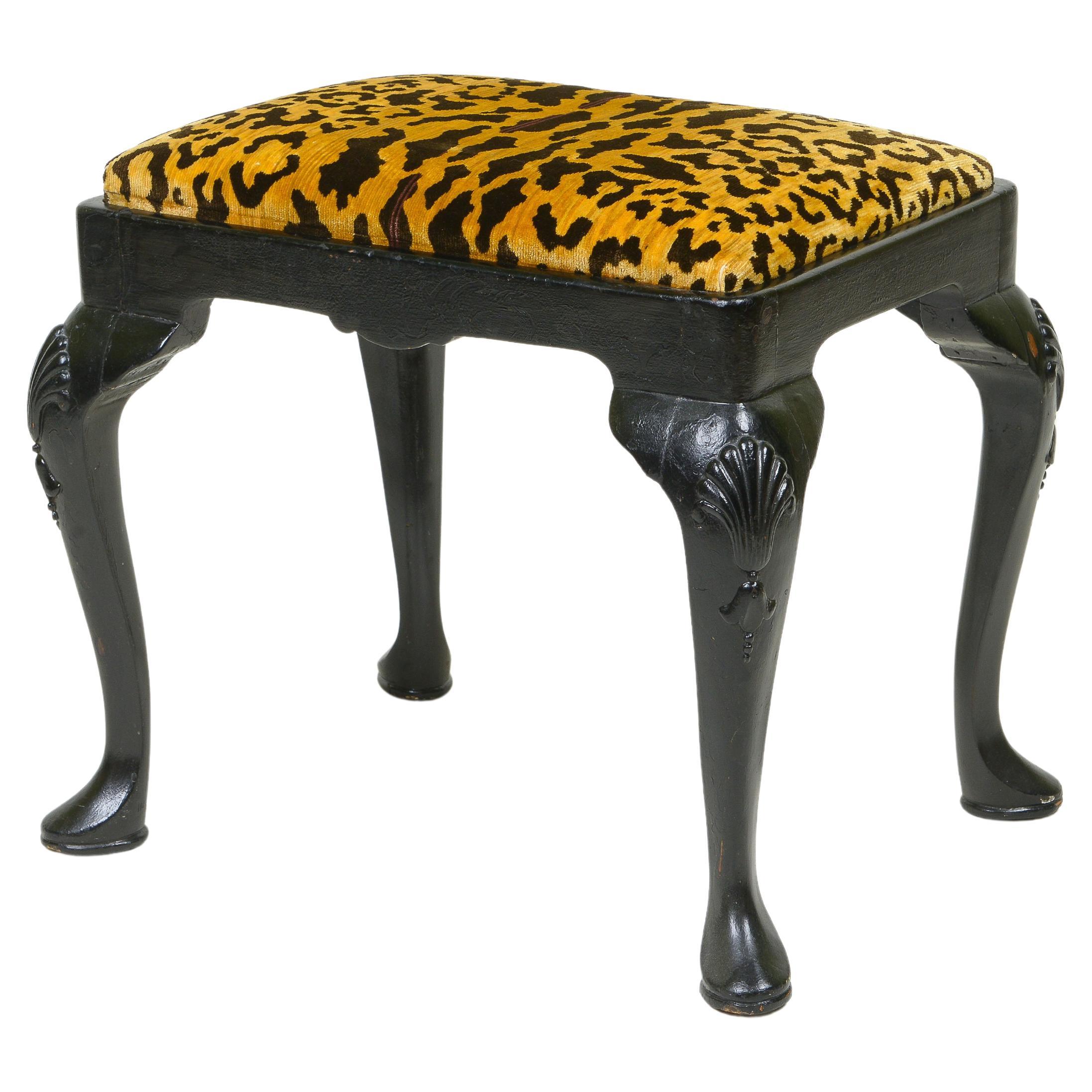 A George III Style Black Lacquered Stool For Sale