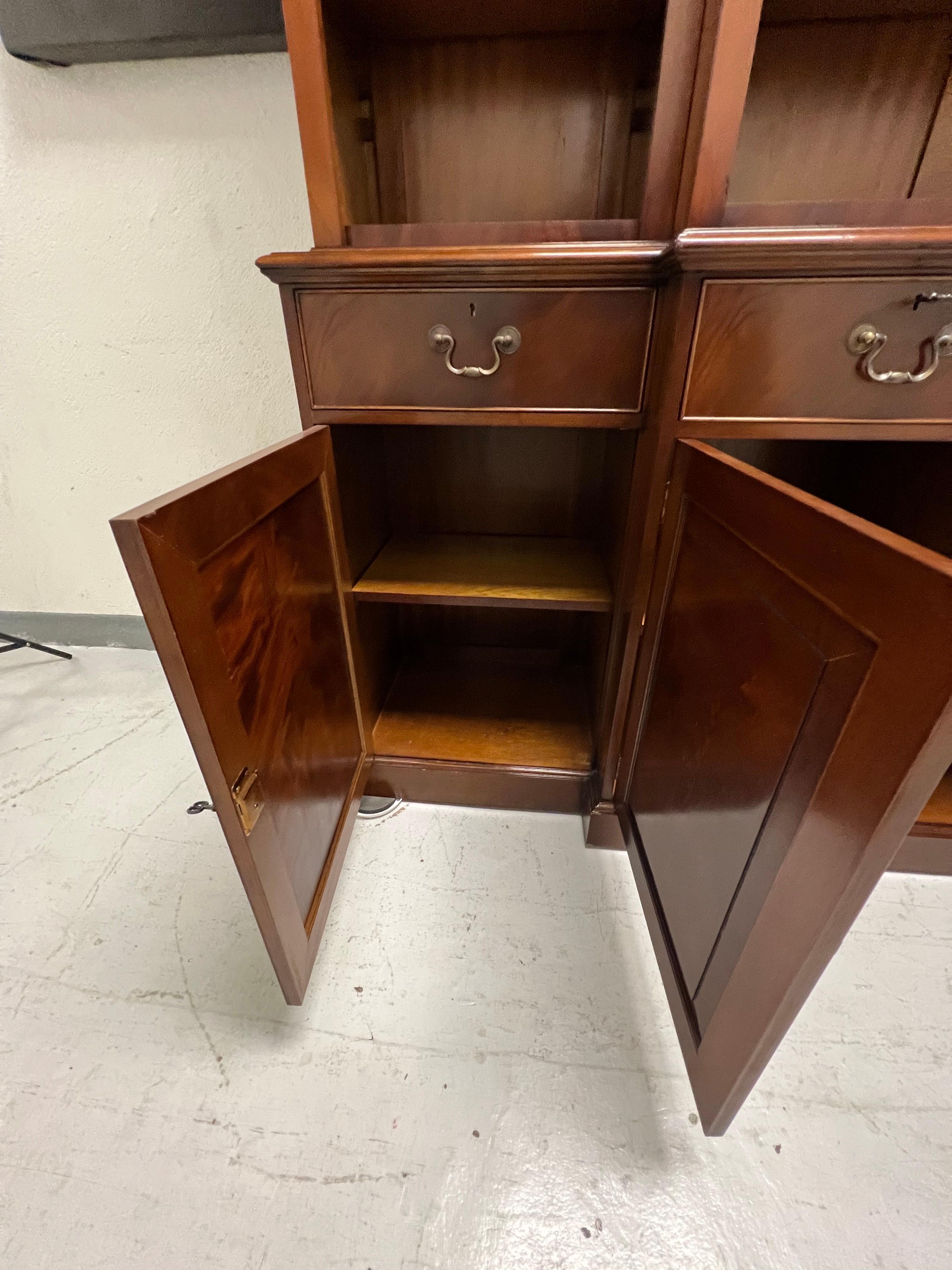 A George III Style Mahogany Open Breakfront Bookcase  6