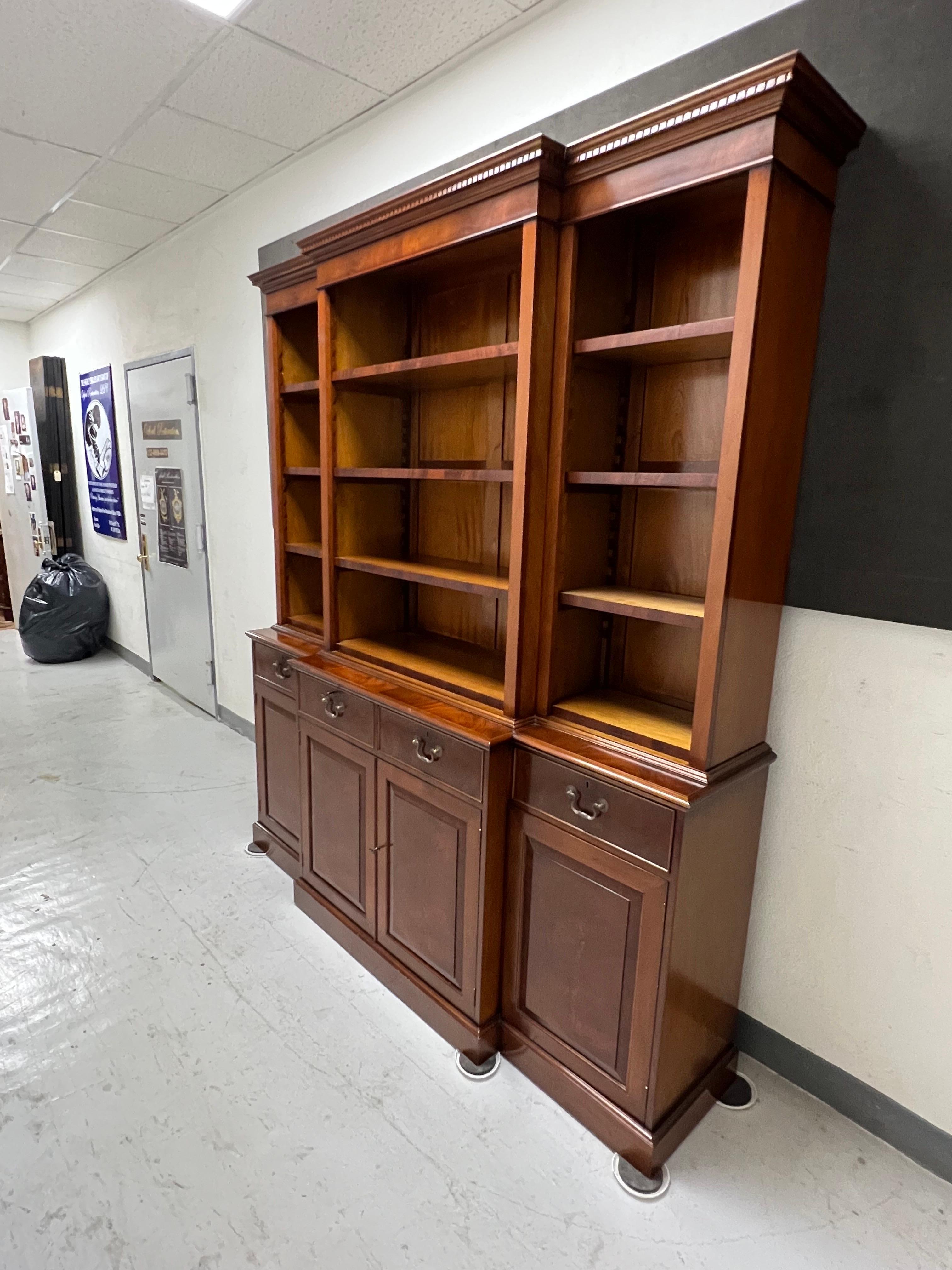 A George III Style Mahogany Open Breakfront Bookcase  2
