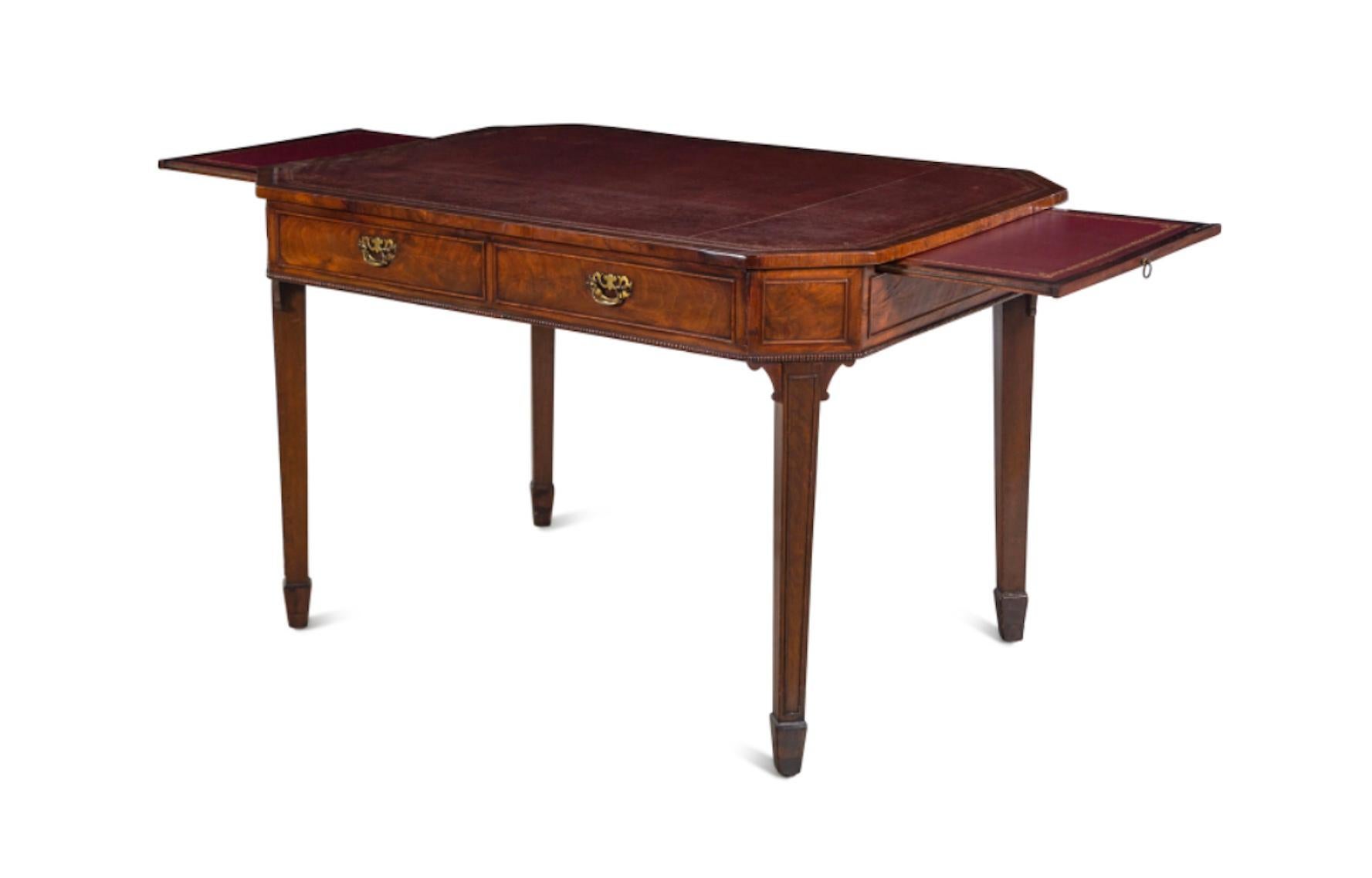 Leather George III Mahogany Writing Table 19th Century Great Color and Patination For Sale