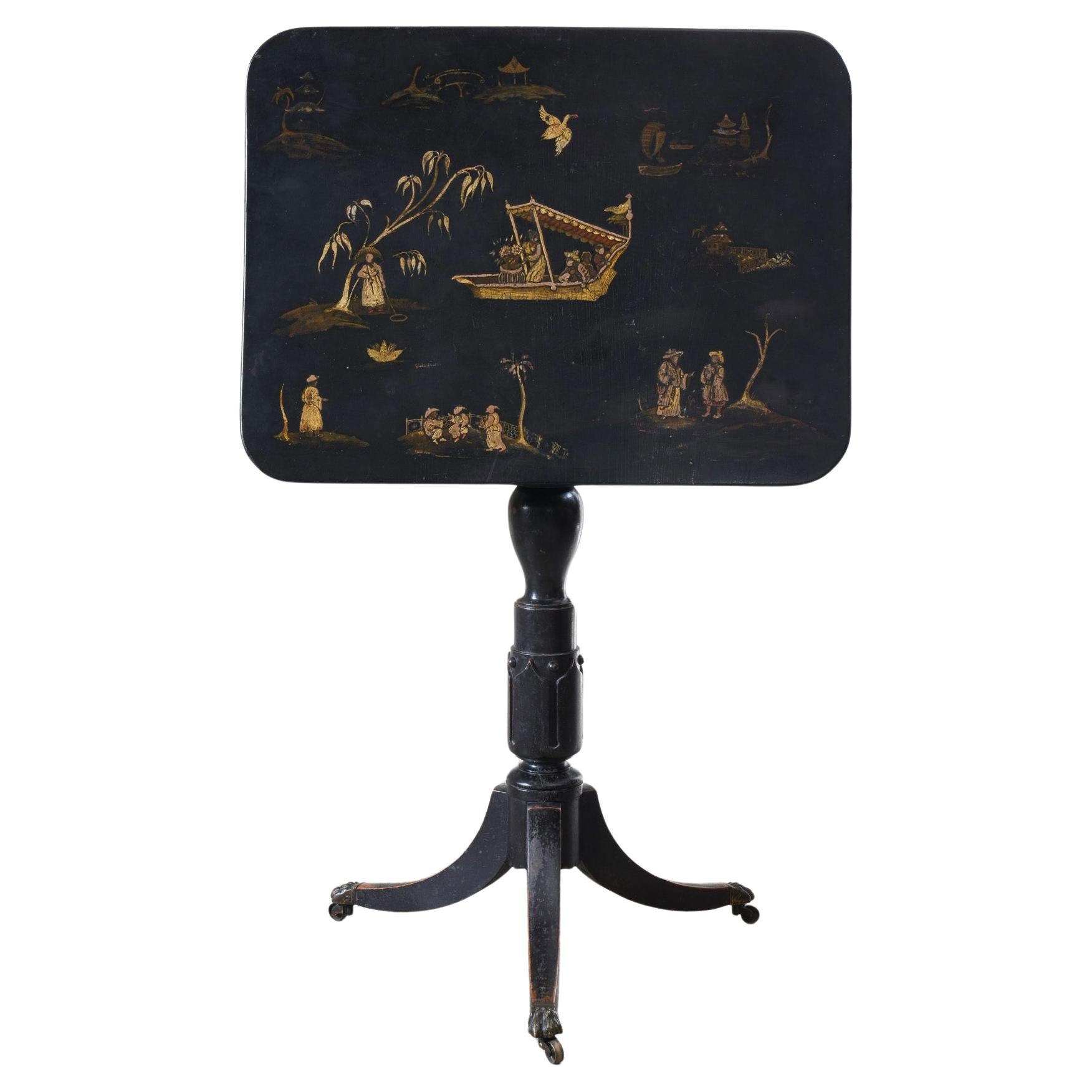 A George III Tilt Top Chinoiserie Table For Sale