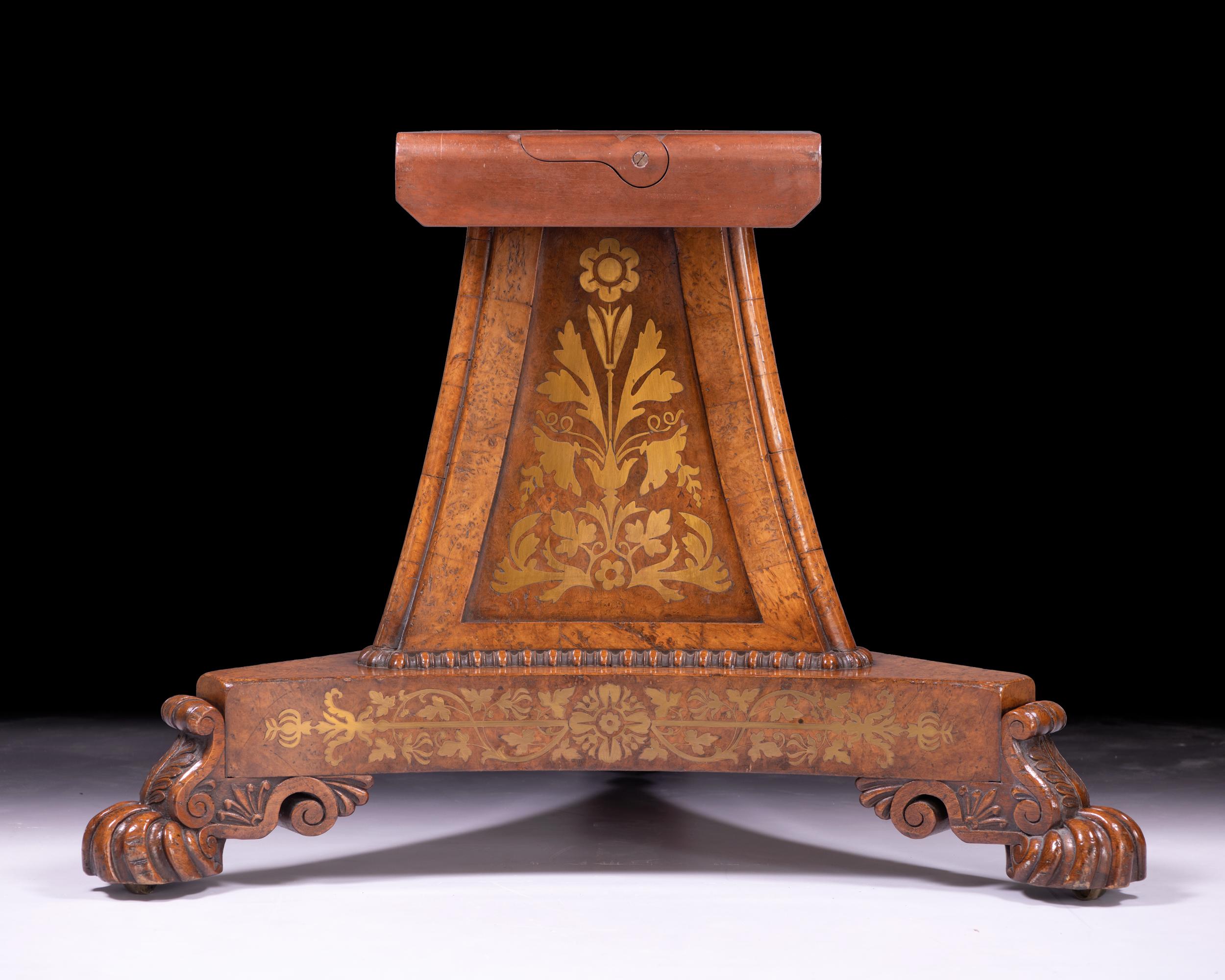 Carved George IV Burr Oak Center Table For Sale