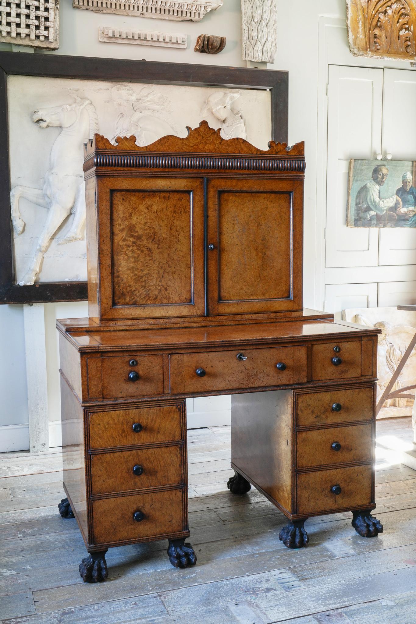 A George IV Chinese Amboyna Desk For Sale 14