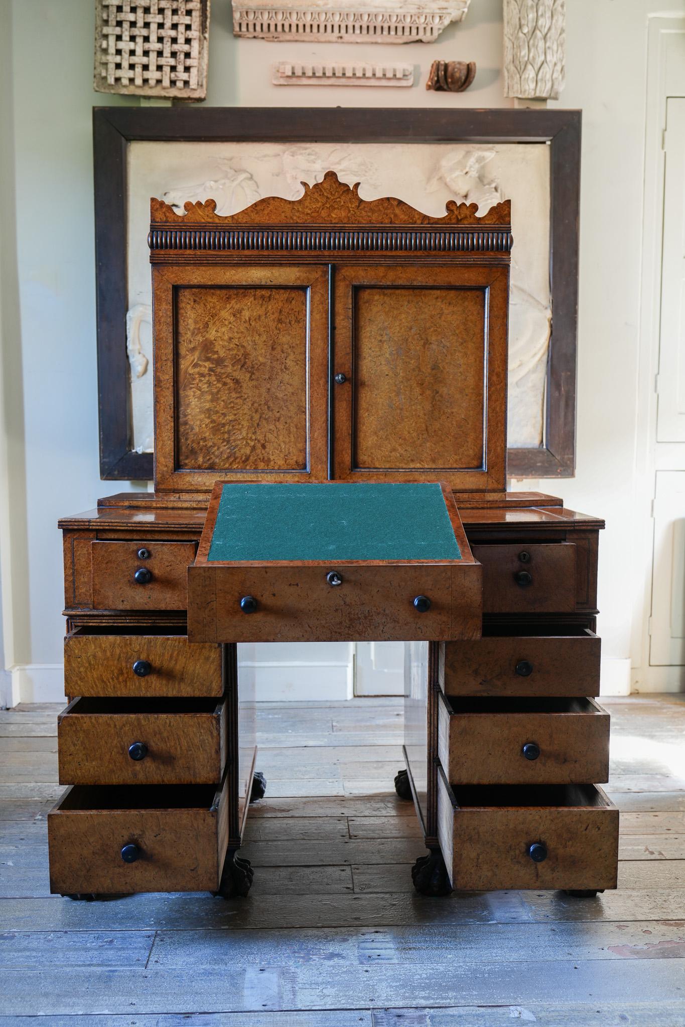 19th Century A George IV Chinese Amboyna Desk For Sale