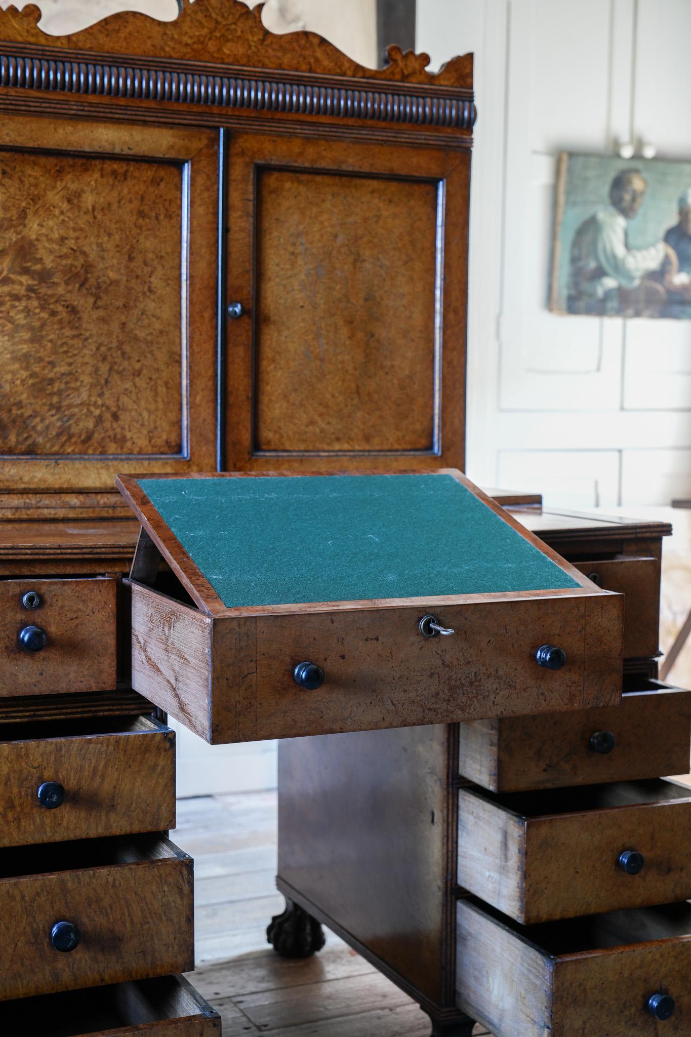 A George IV Chinese Amboyna Desk For Sale 1