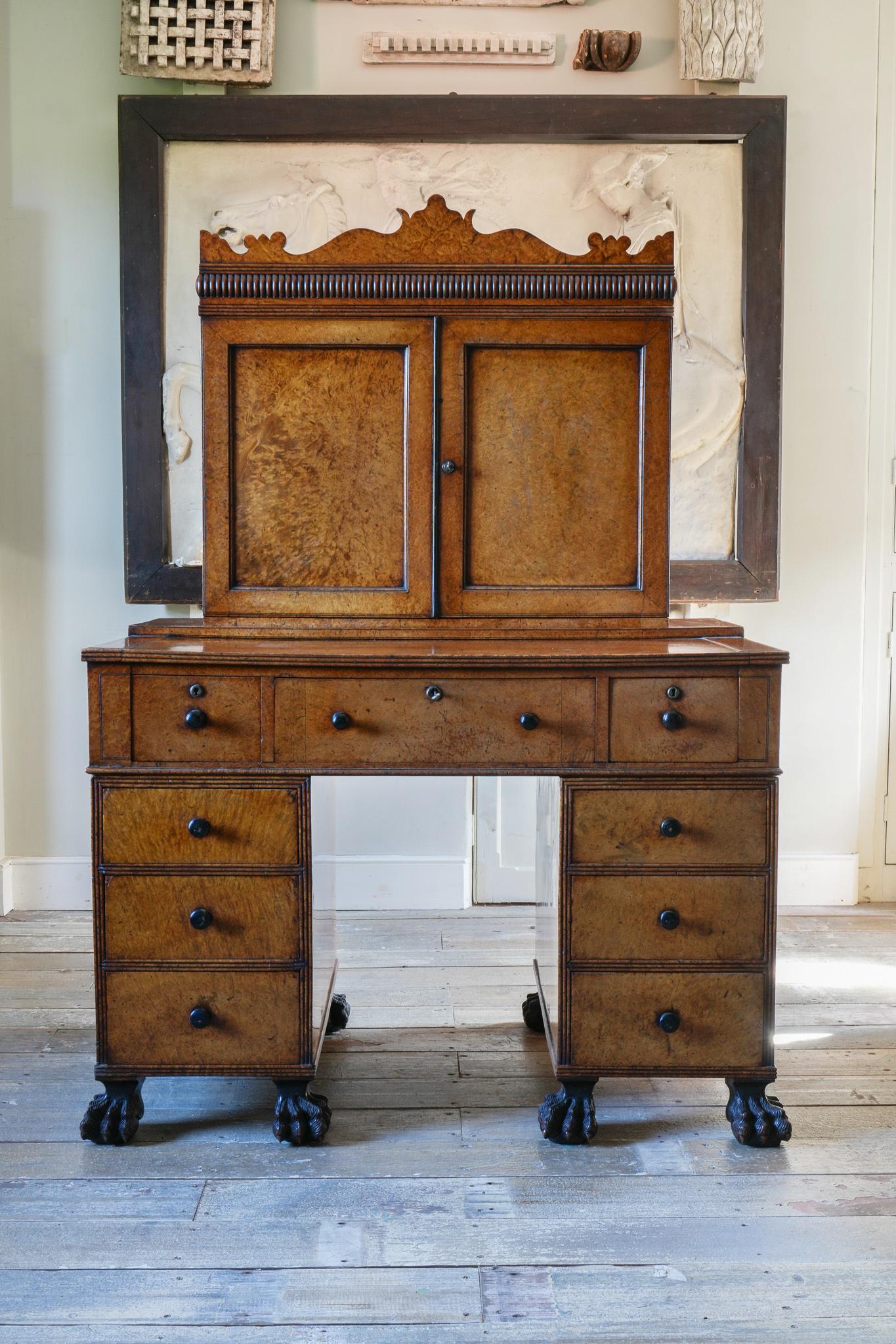A George IV Chinese Amboyna Desk For Sale 2
