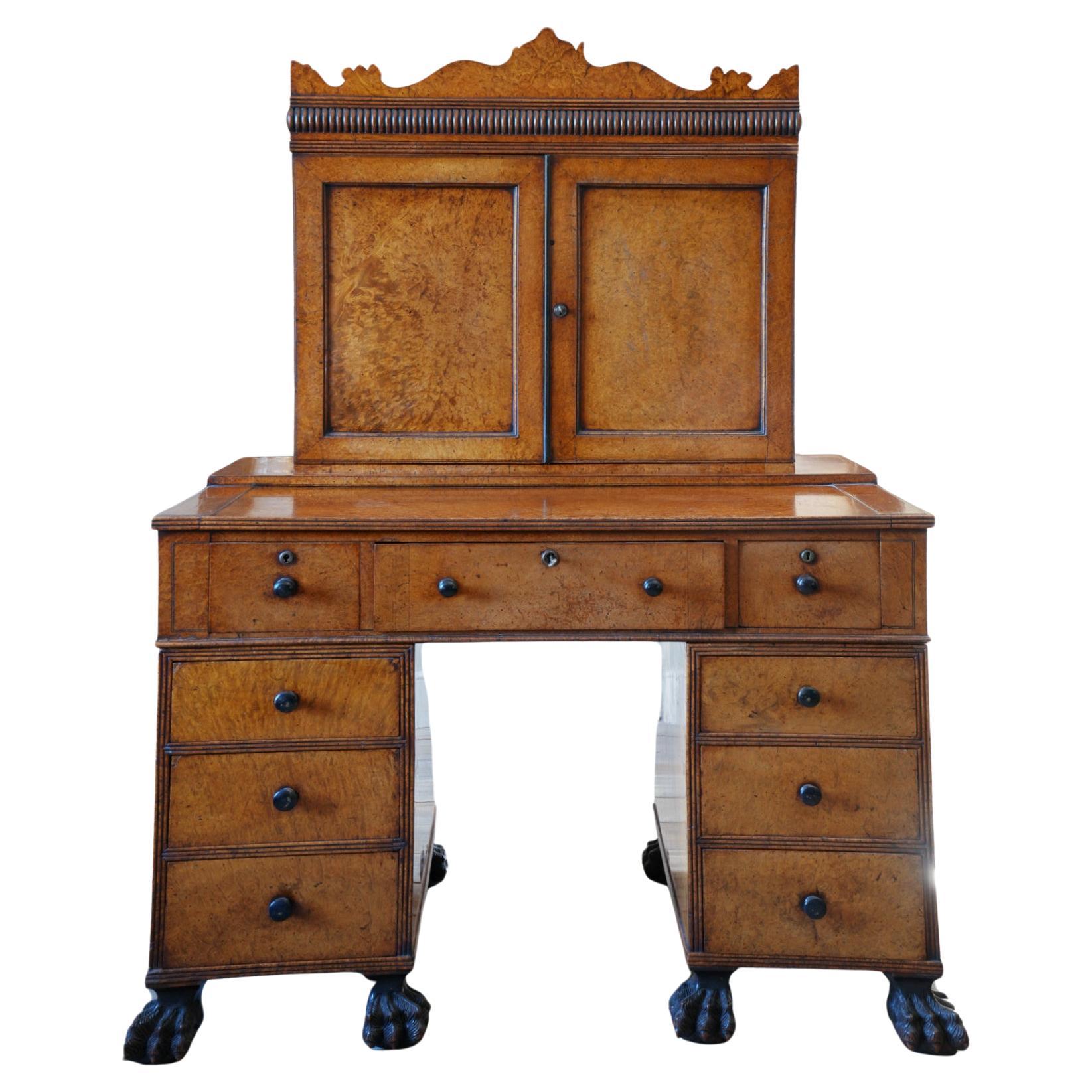 A George IV Chinese Amboyna Desk For Sale