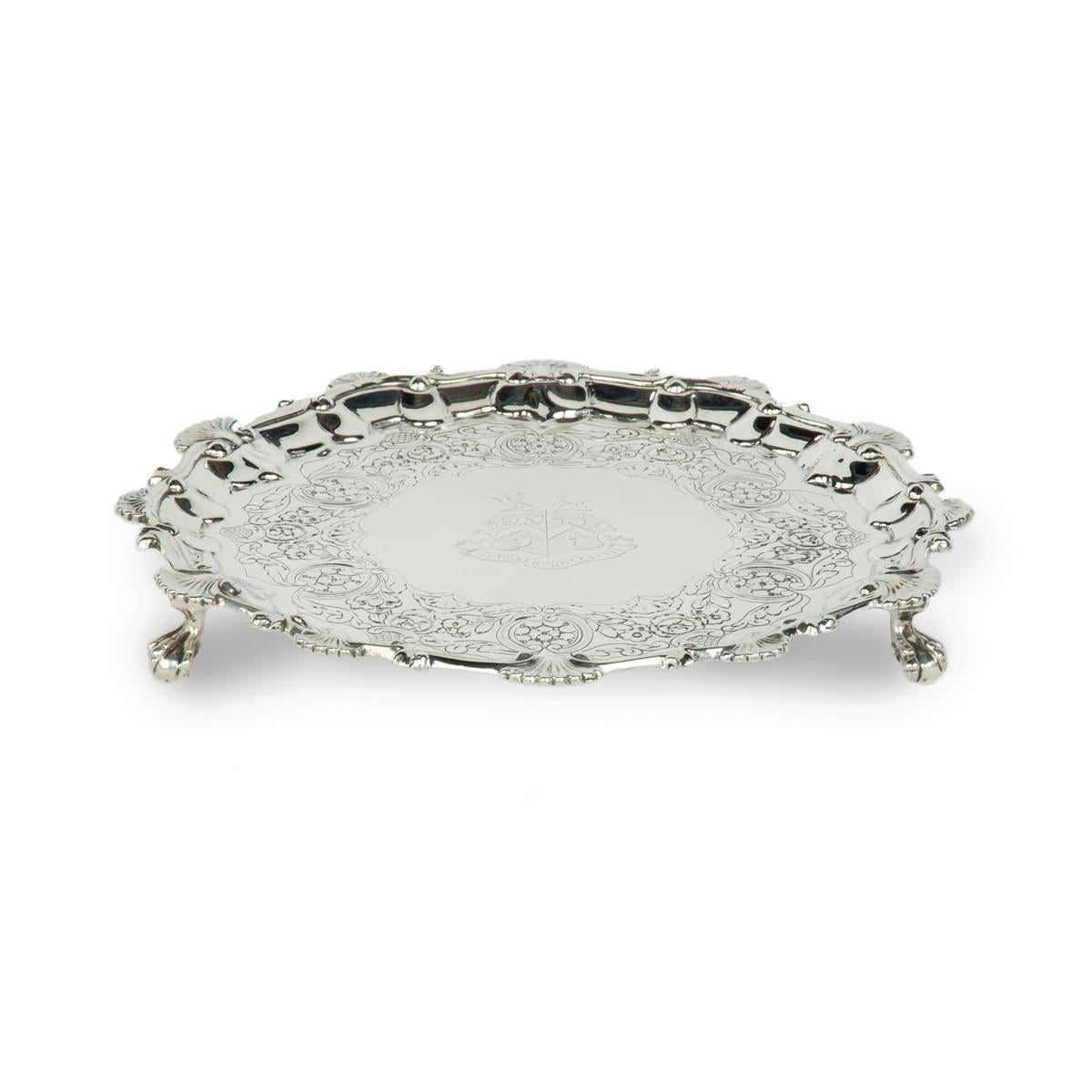 English A George IV crested silver tray commemorating the marriage Colonel Thomas Arthur For Sale