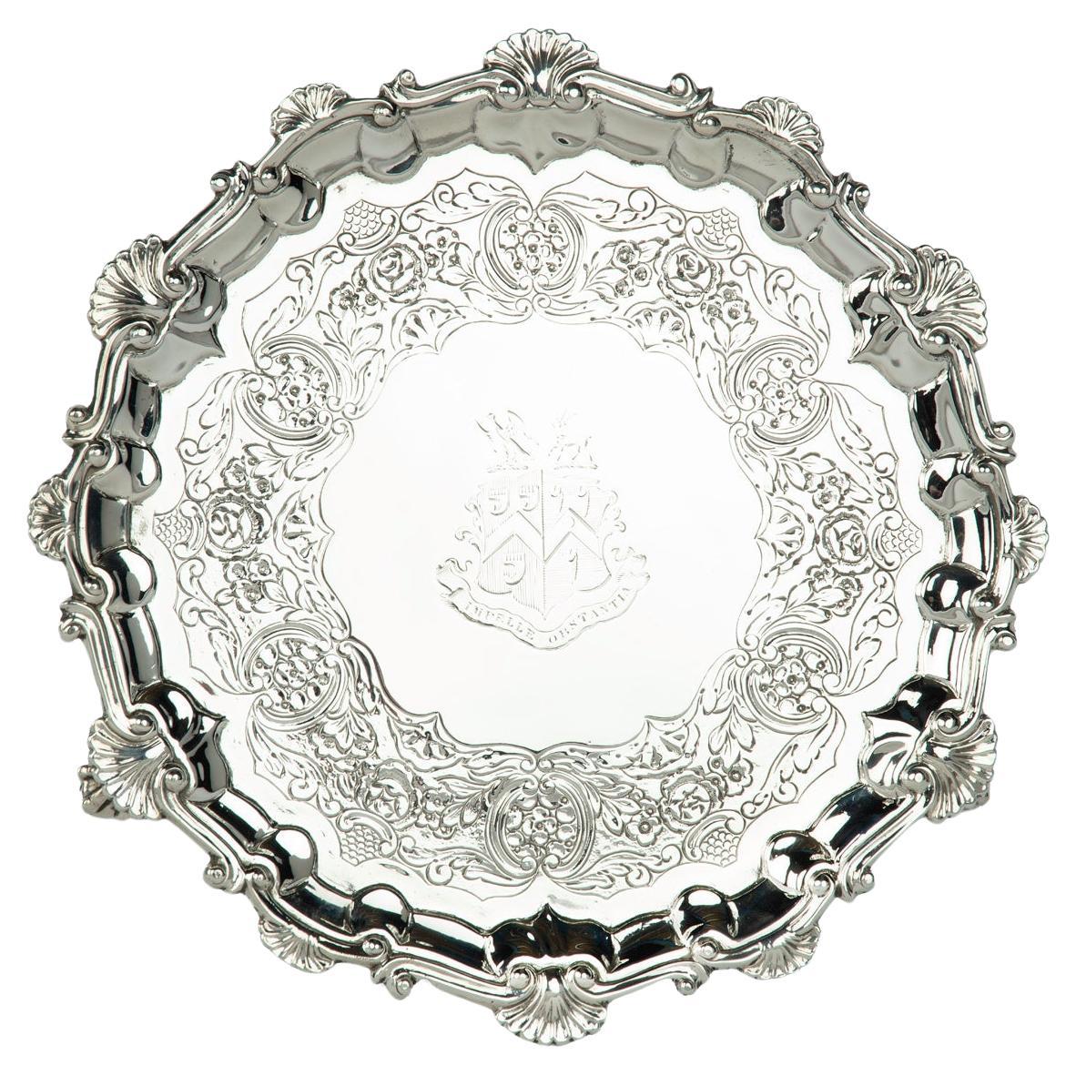 A George IV crested silver tray commemorating the marriage Colonel Thomas Arthur For Sale