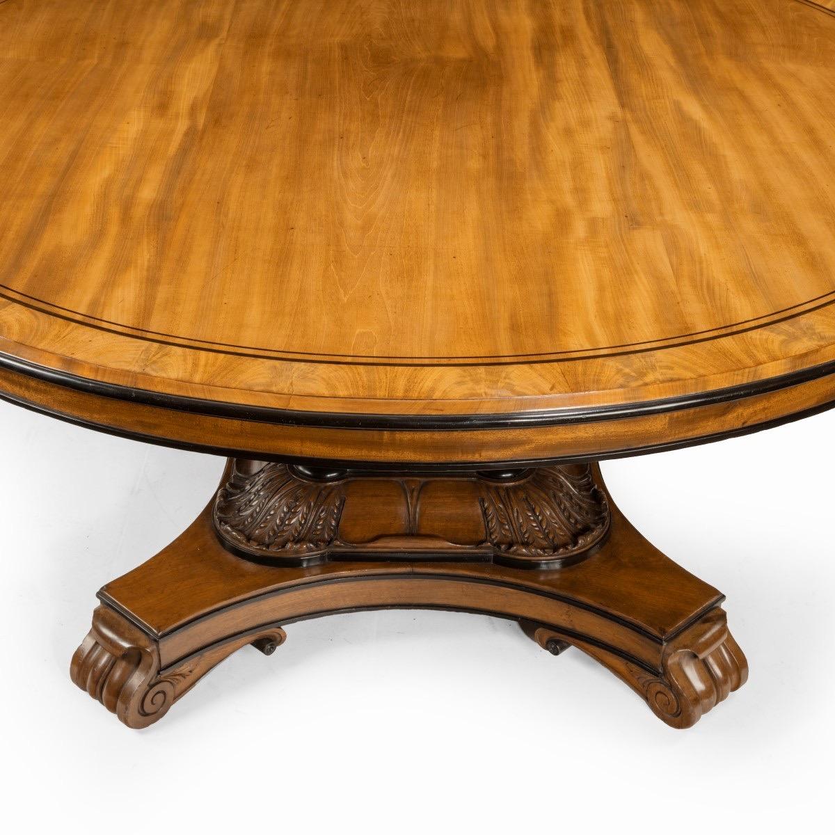 English George IV Ebony-Inlaid Mahogany Tilt-Top Centre Table For Sale