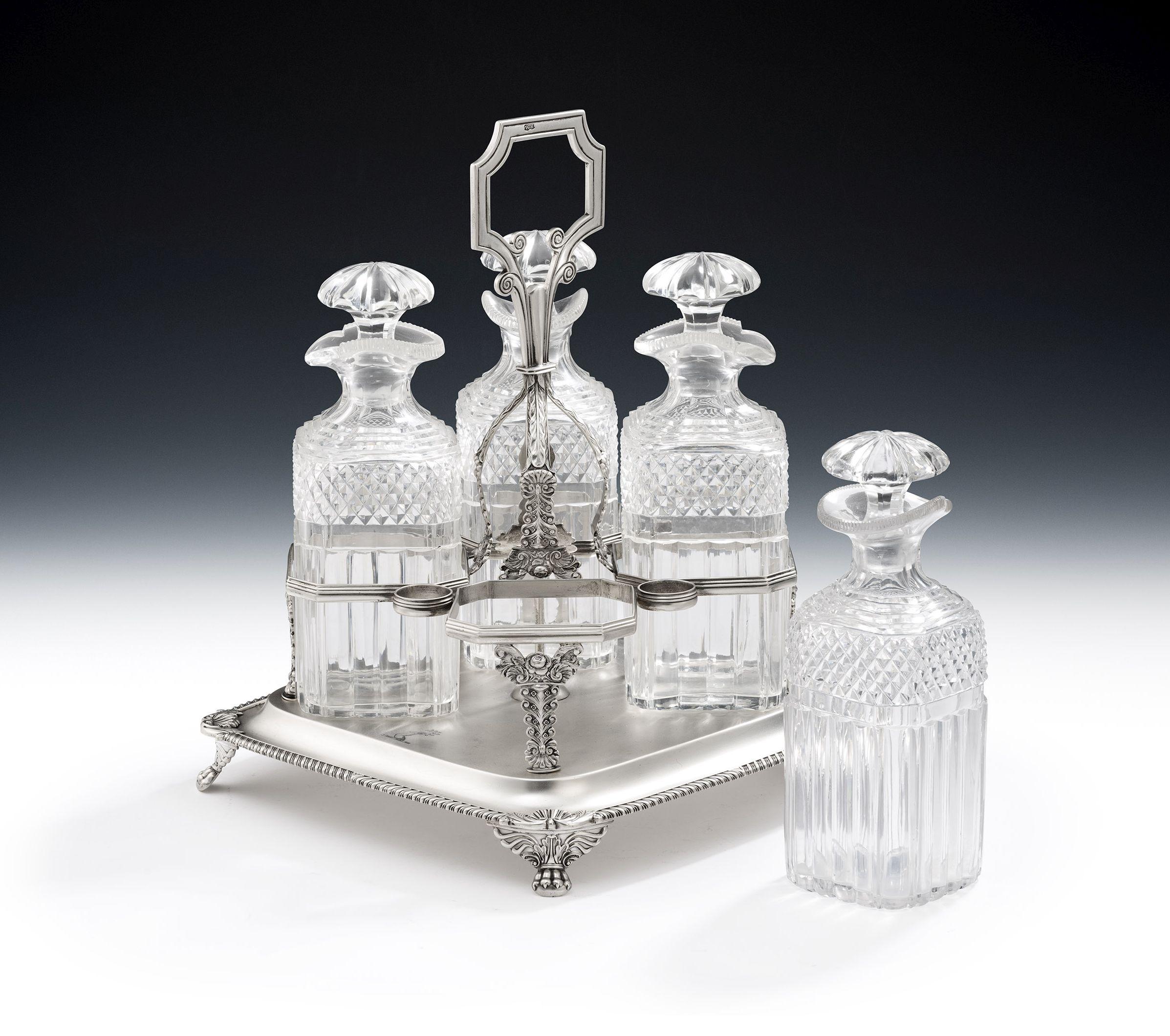 George IV George iv Four Bottle Decanter Stand, London, 1823 by William Bateman For Sale