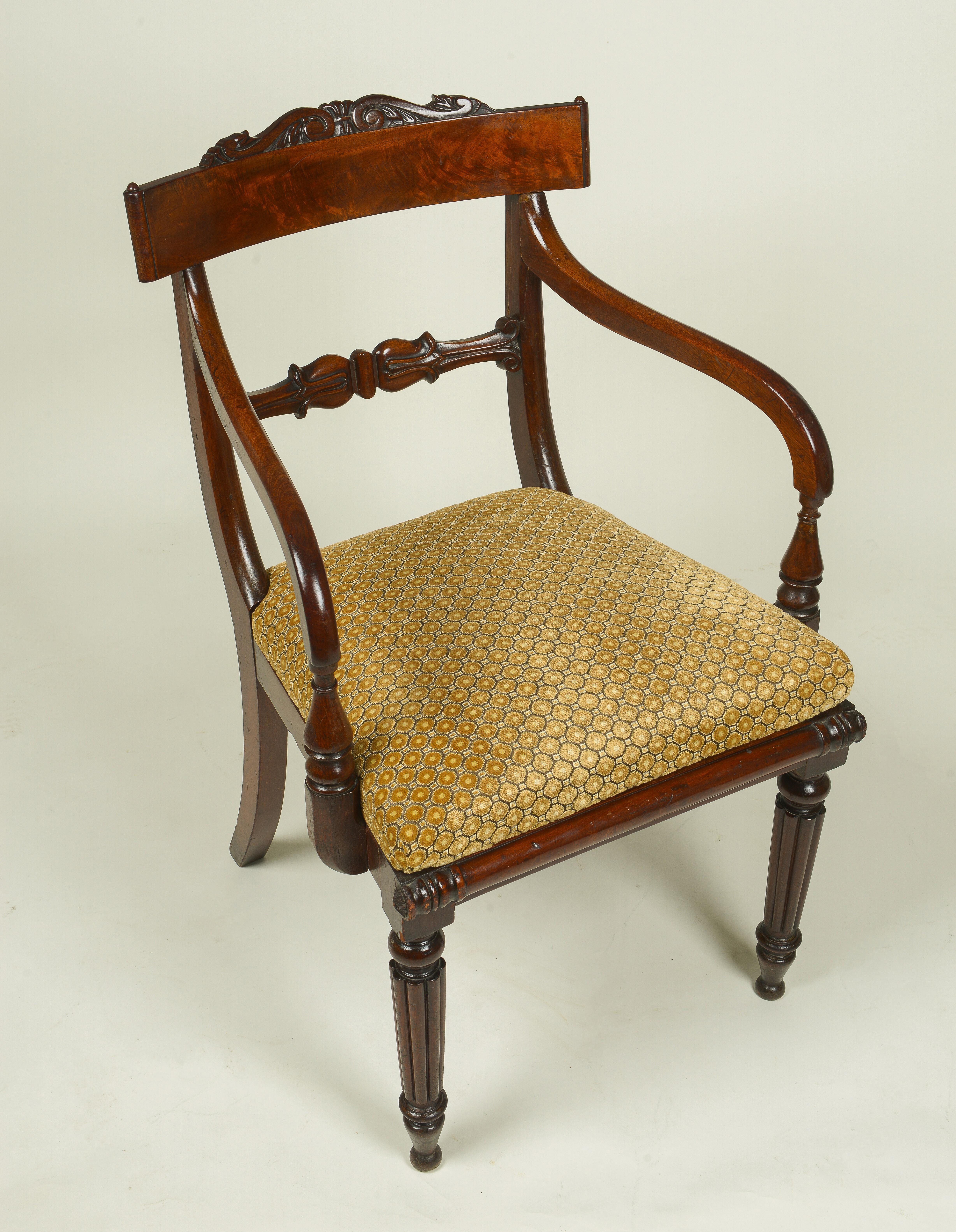 Upholstery George IV Mahogany Armchair For Sale