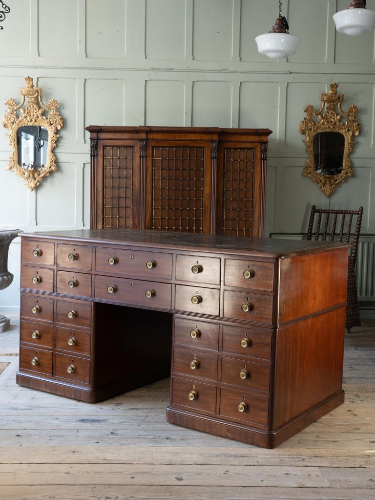 iv Mahogany Pedestal Library Desk For Sale at 1stDibs