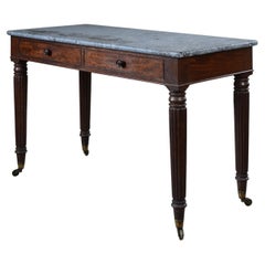 Antique A George IV Mahogany Writing Desk with a Fossil Marble Top