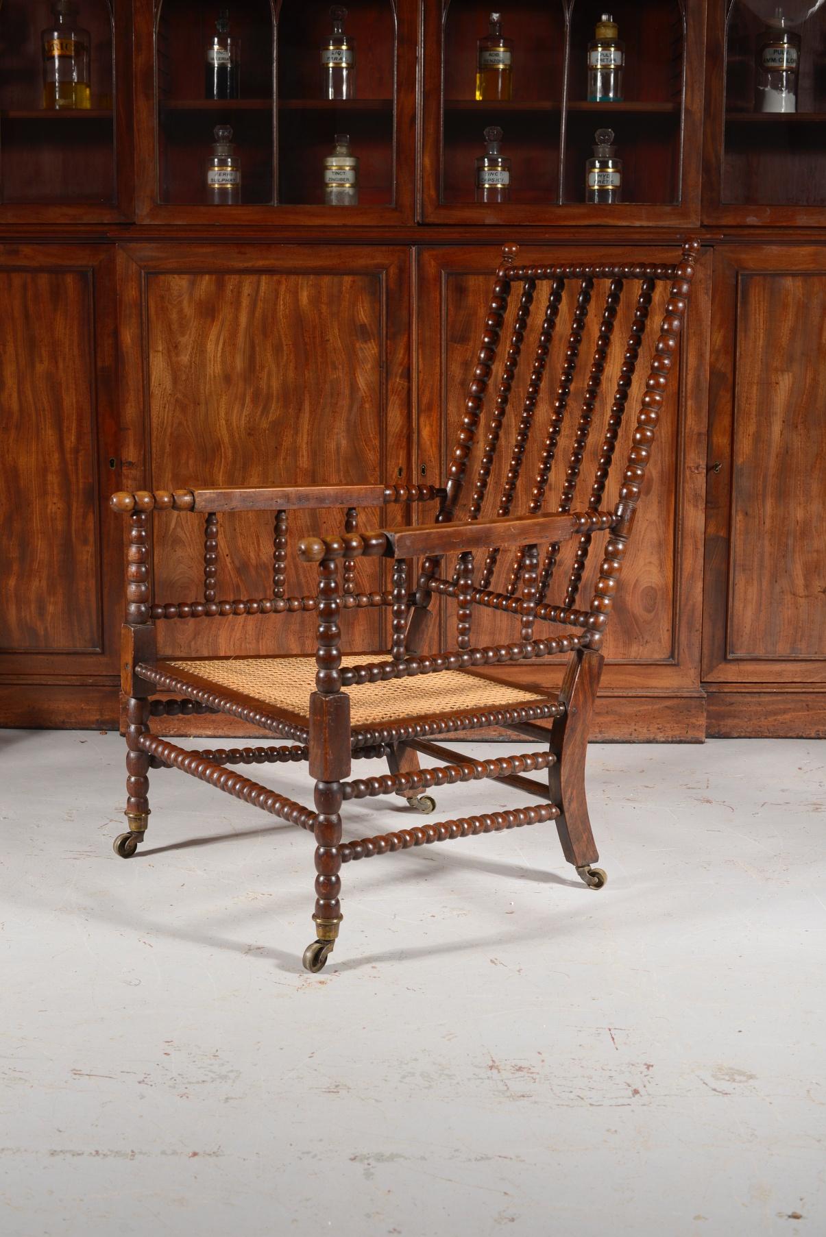 Caning George iv Simulated Rosewood Cane Seated Bobbin Armchair, C.1840