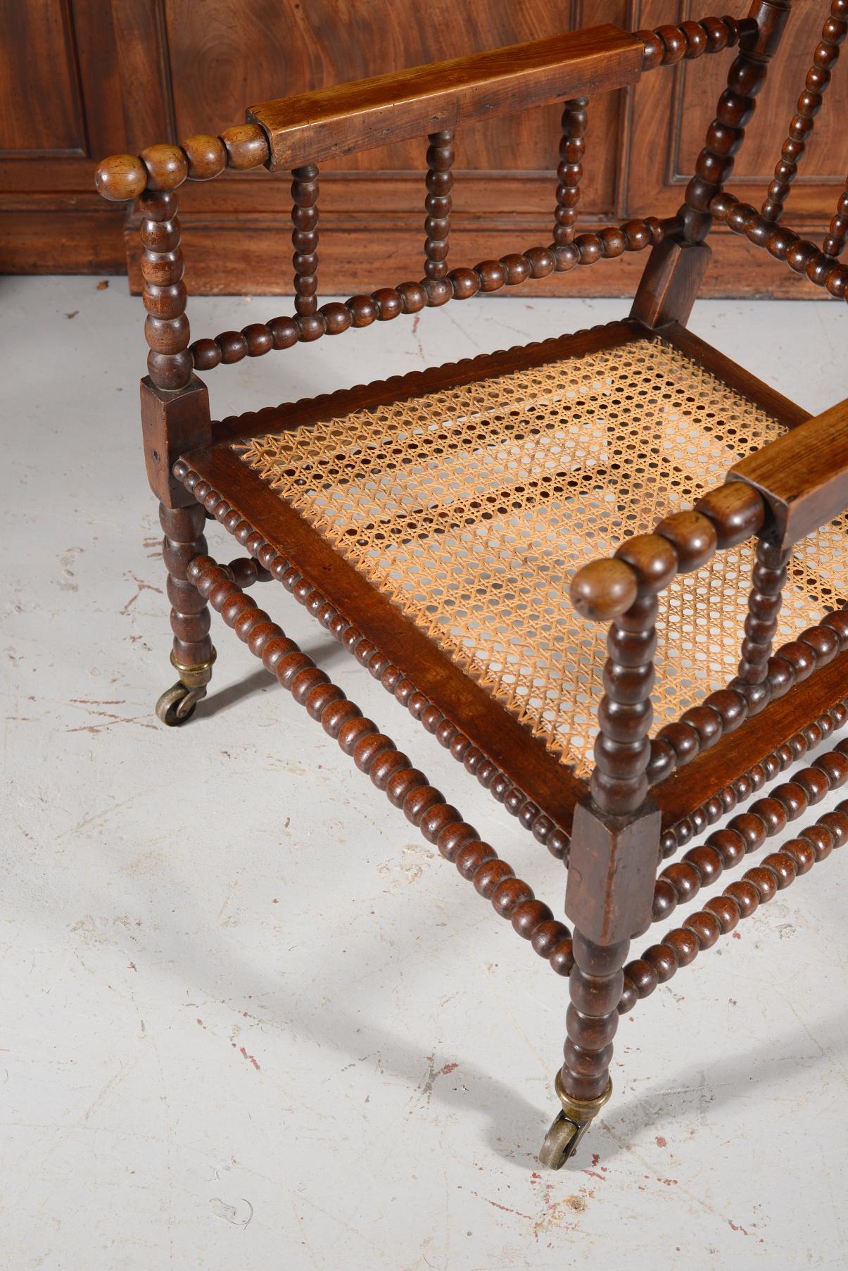 George iv Simulated Rosewood Cane Seated Bobbin Armchair, C.1840 In Good Condition In Sherborne, GB