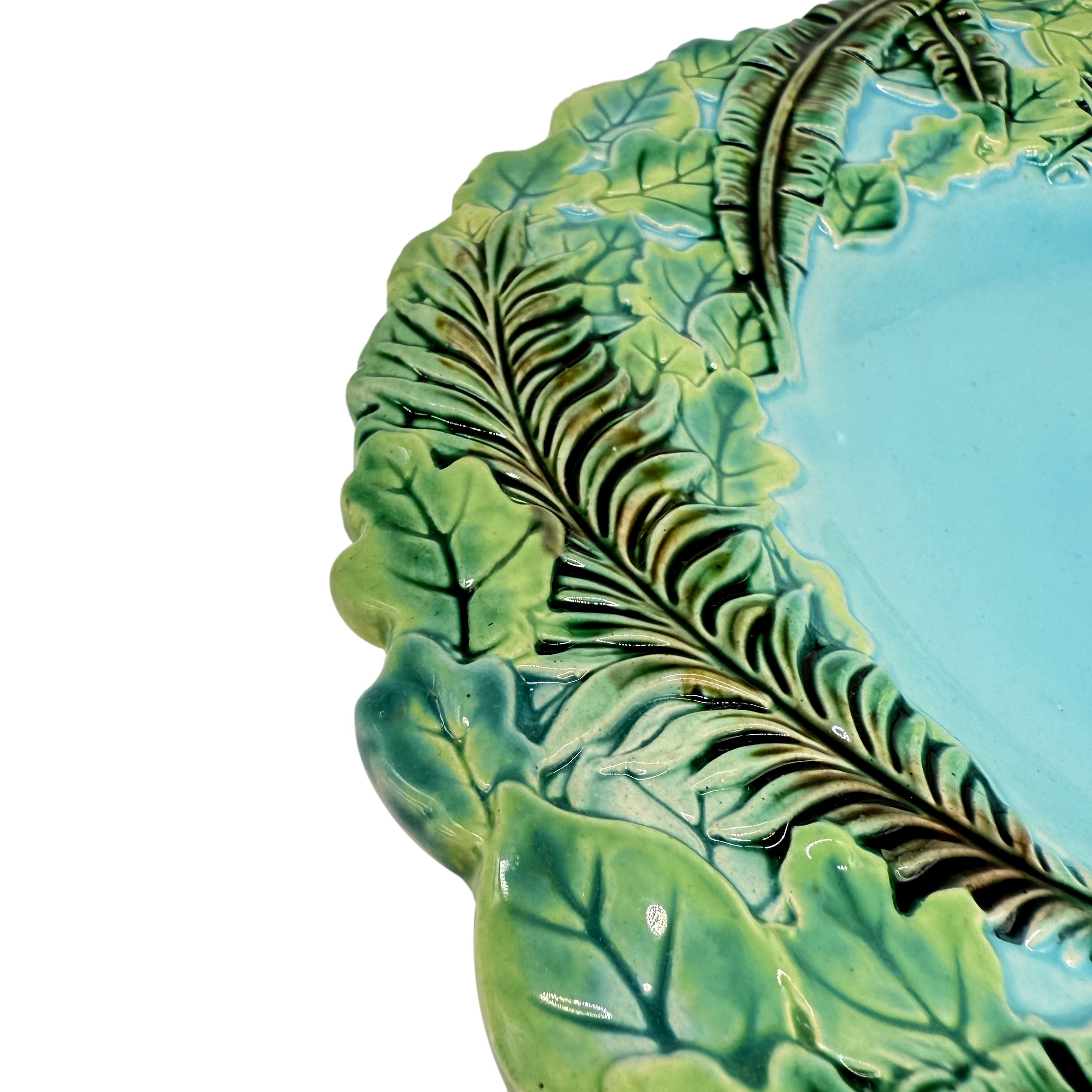 19th Century A George Jones Majolica Jungle Plate with Palm Leaves, English, ca. 1873