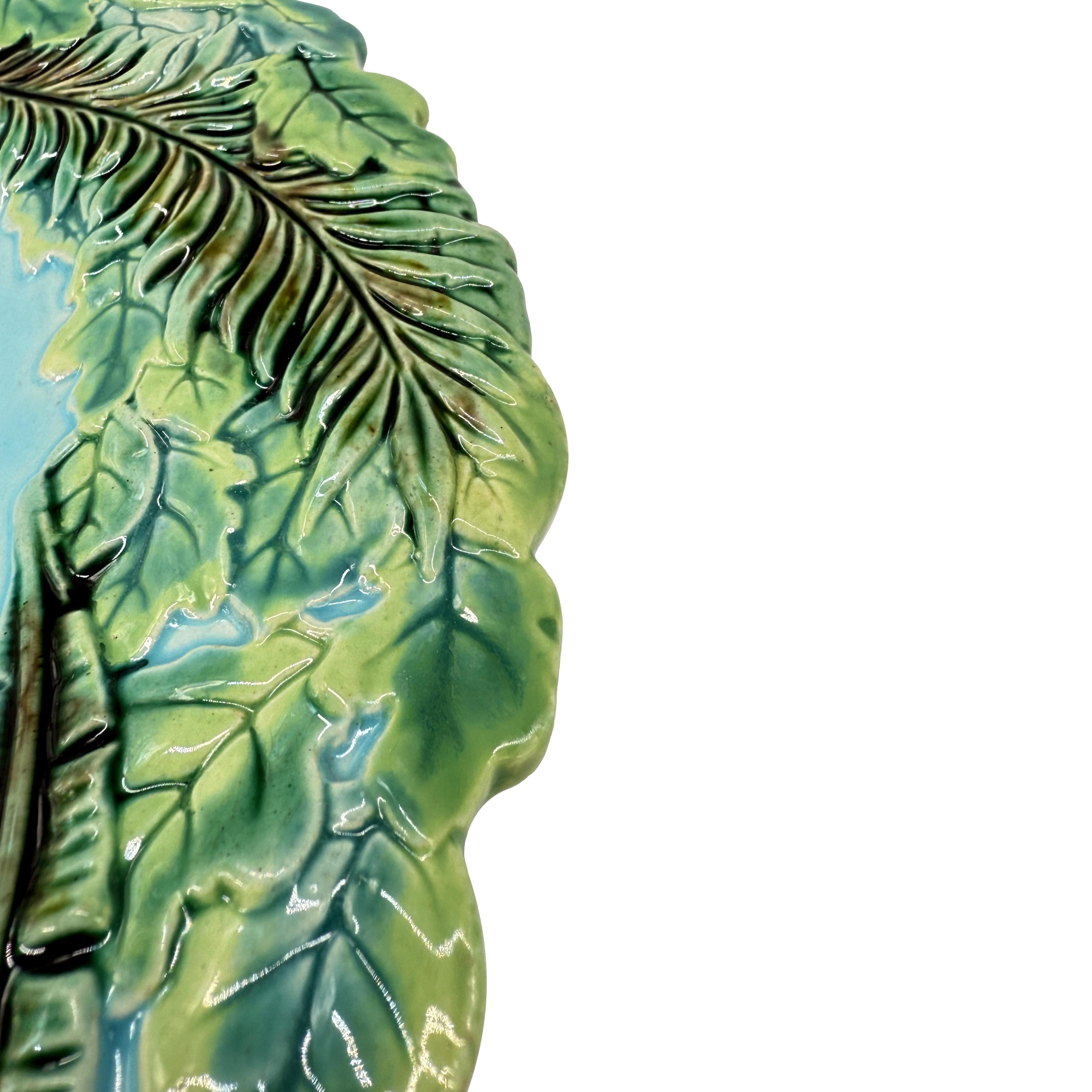 A George Jones Majolica Jungle Plate with Palm Leaves, English, ca. 1873 1