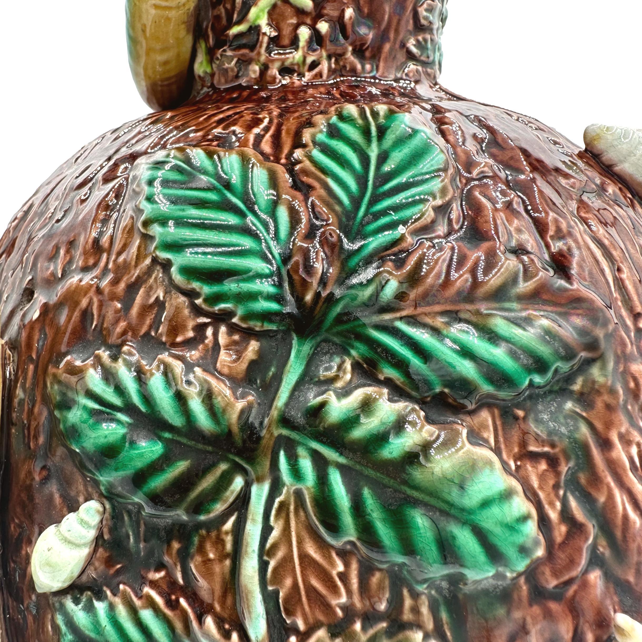 A George Jones Majolica 'Palissy Vase' with Snake Handle, English, ca. 1870 For Sale 8