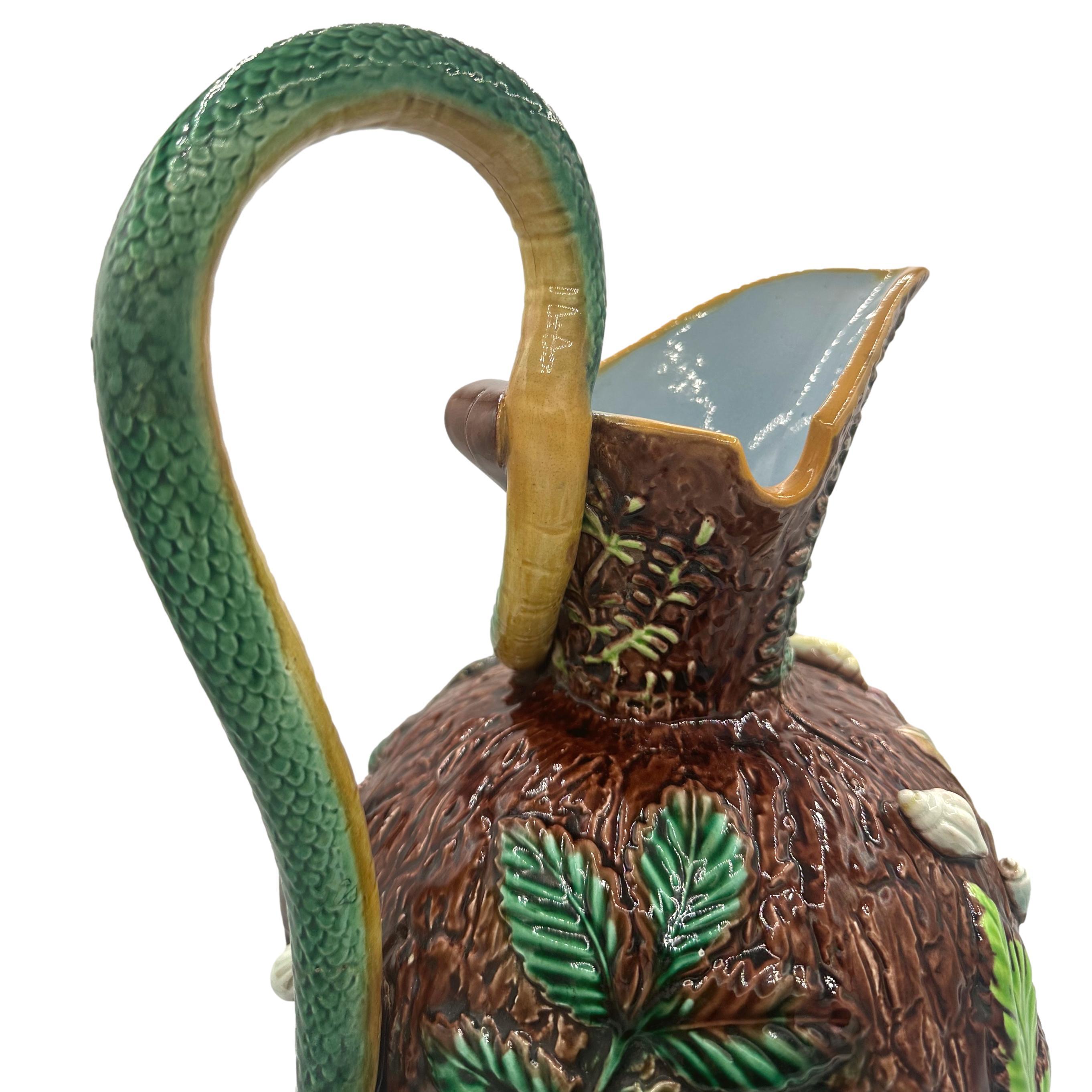 A George Jones Majolica 'Palissy Vase' with Snake Handle, English, ca. 1870 For Sale 10