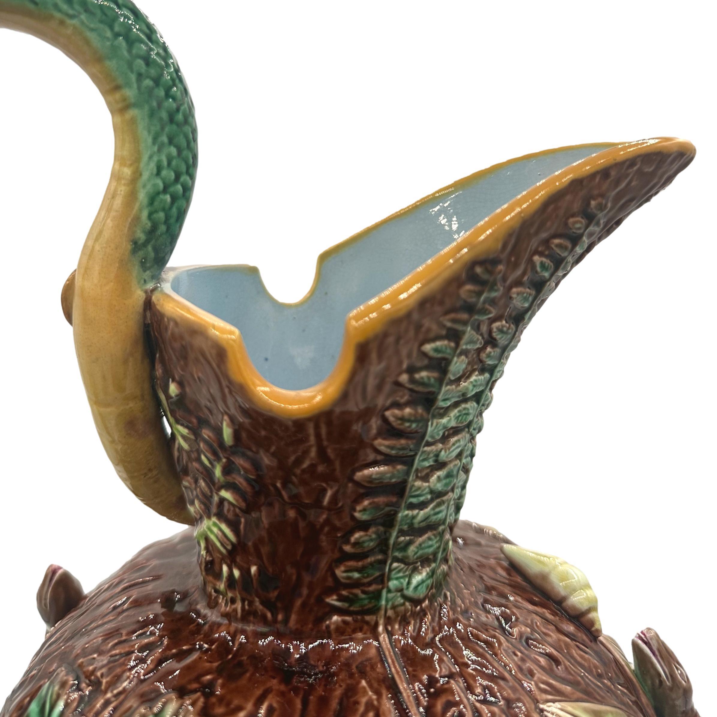 A George Jones Majolica 'Palissy Vase' with Snake Handle, English, ca. 1870 For Sale 11