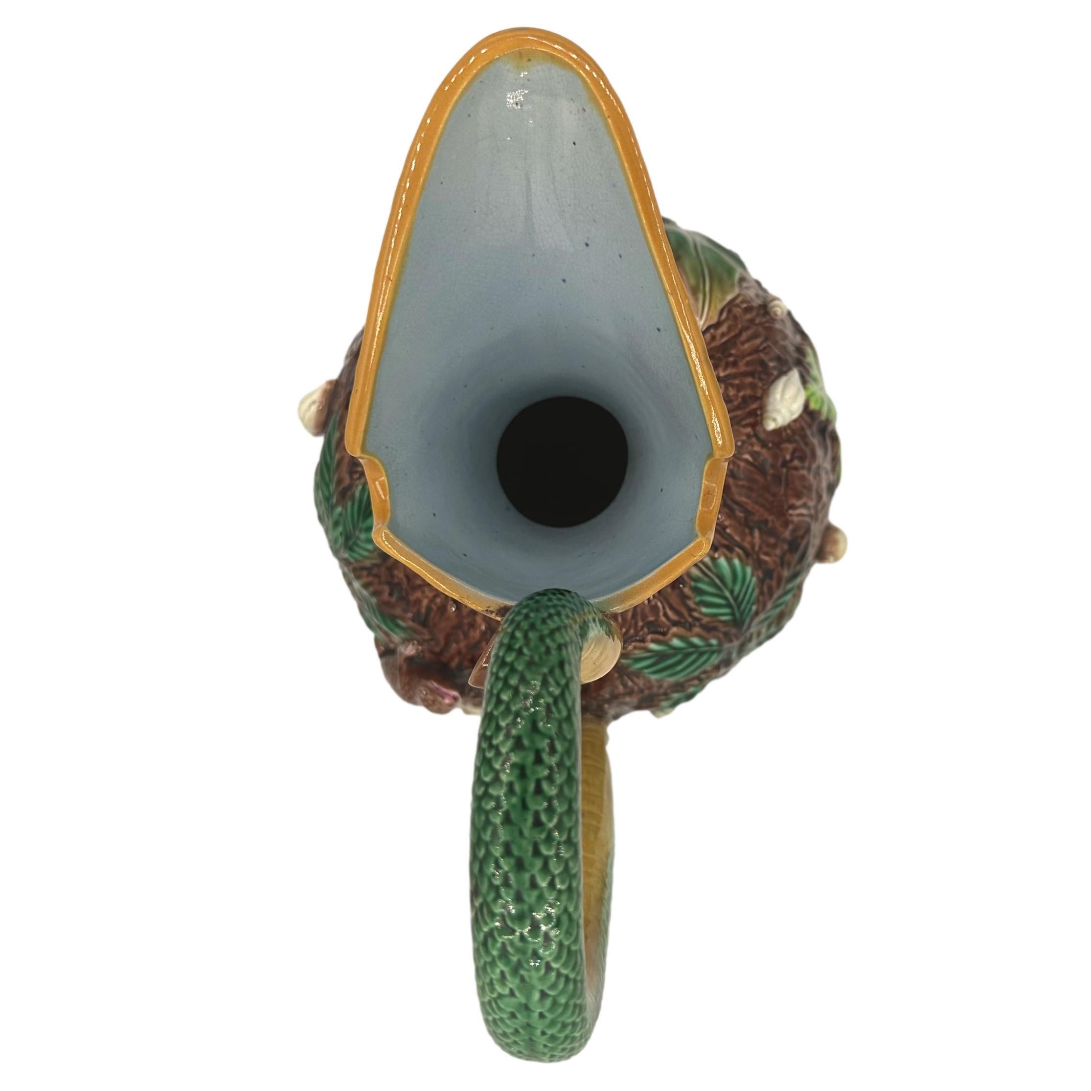 A George Jones Majolica 'Palissy Vase' with Snake Handle, English, ca. 1870 For Sale 12