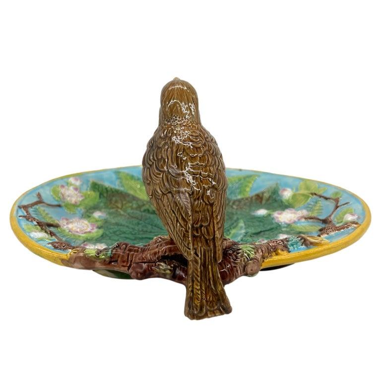 A George Jones Majolica Server with Mounted Thrush, English, ca. 1872 In Good Condition For Sale In Banner Elk, NC